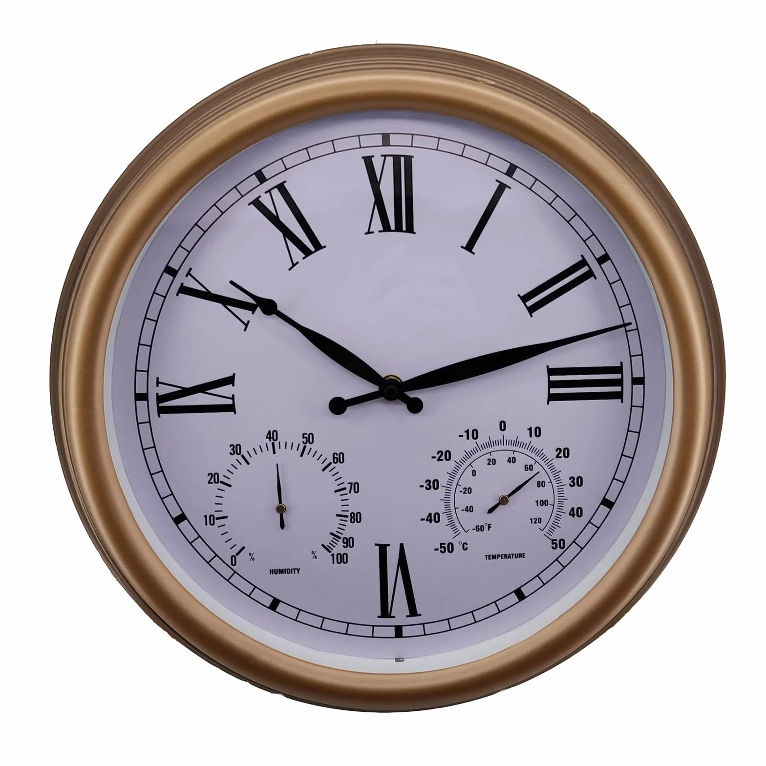 JATIBOSH Retro zegar ścienny do wewnątrz/na zewnątrz z termometrem i higrometrem combo, zegar wiszący, 38 cm, cichy, nietykający, dekoracyjny zegar na baterie, zegar basenowy (baterie nie są dołączone
