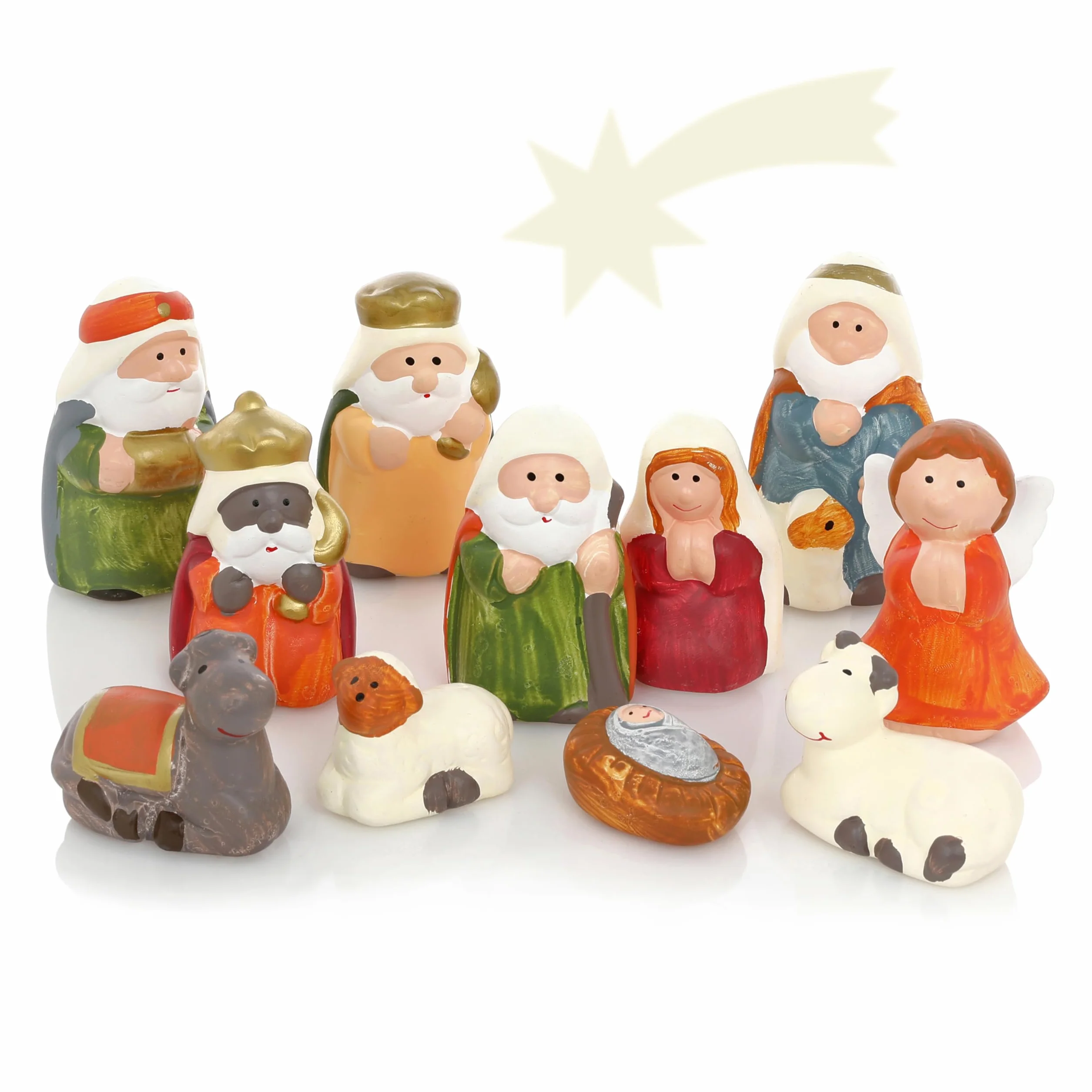 Nordstern Szopka ceramiczna - 11 świątecznych figurek do stajenki i szopki - od 2 do 8 cm