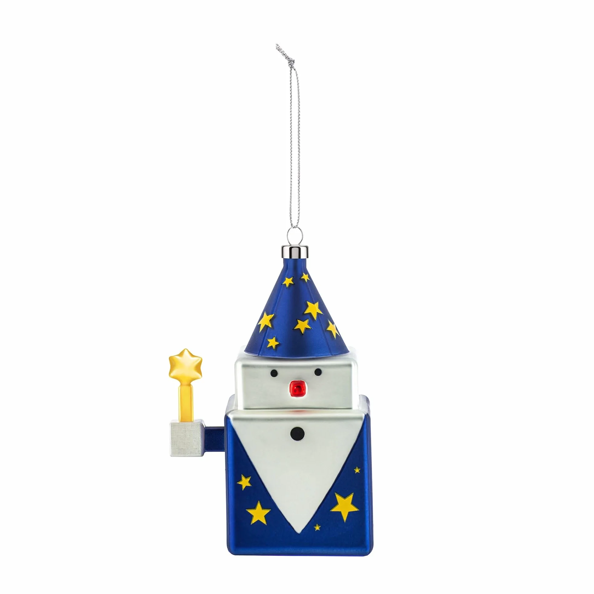 Alessi Cubomago GJ02 10 - Dekoracja świąteczna w stylu vintage, przedstawiająca czarodzieja, ręcznie zdobione dmuchane szkło, wielobarwny