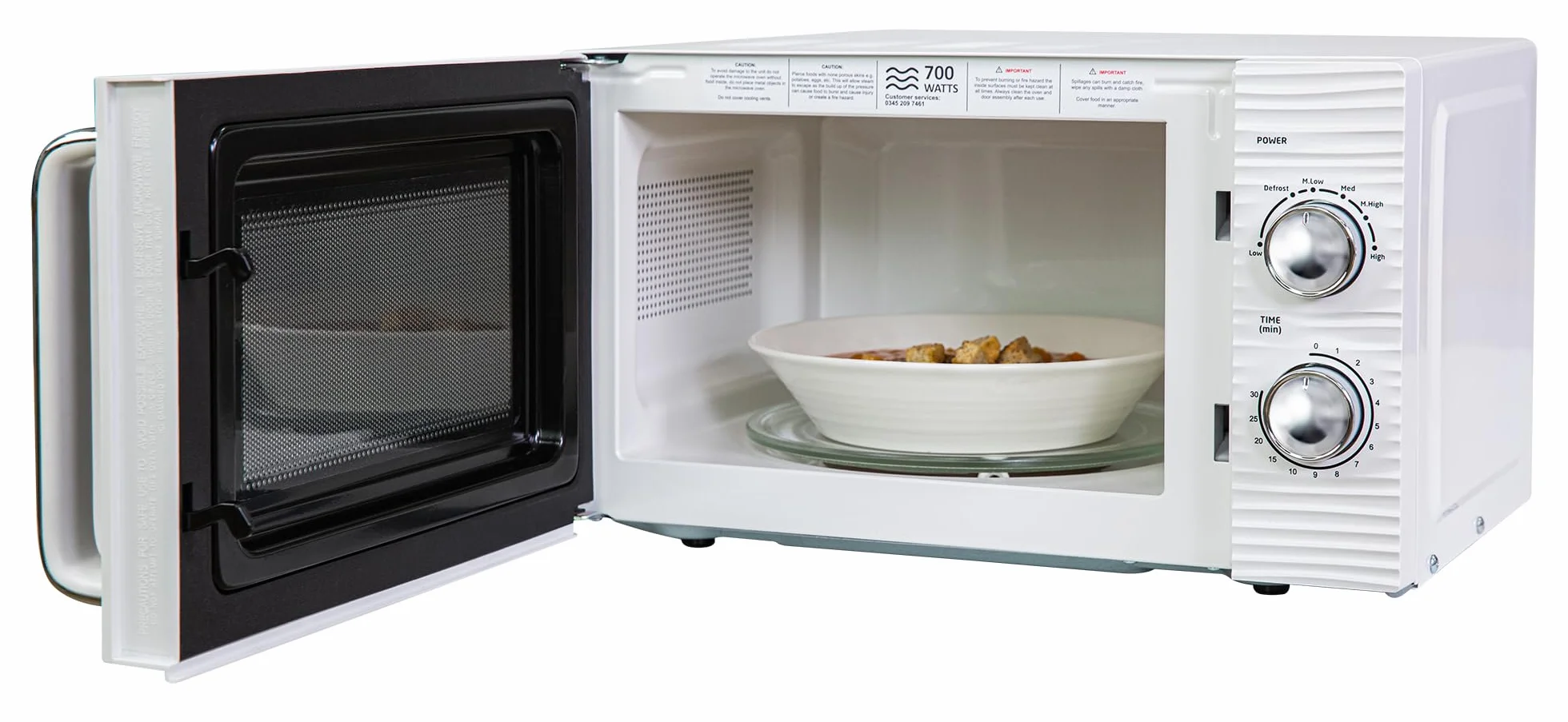 Ręczny piec mikrofalowy Russell Hobbs RHM1731 Inspire 17 l i 700 W, biały, z 5 poziomami mocy, timerem, funkcją rozmrażania, łatwy do czyszczenia.