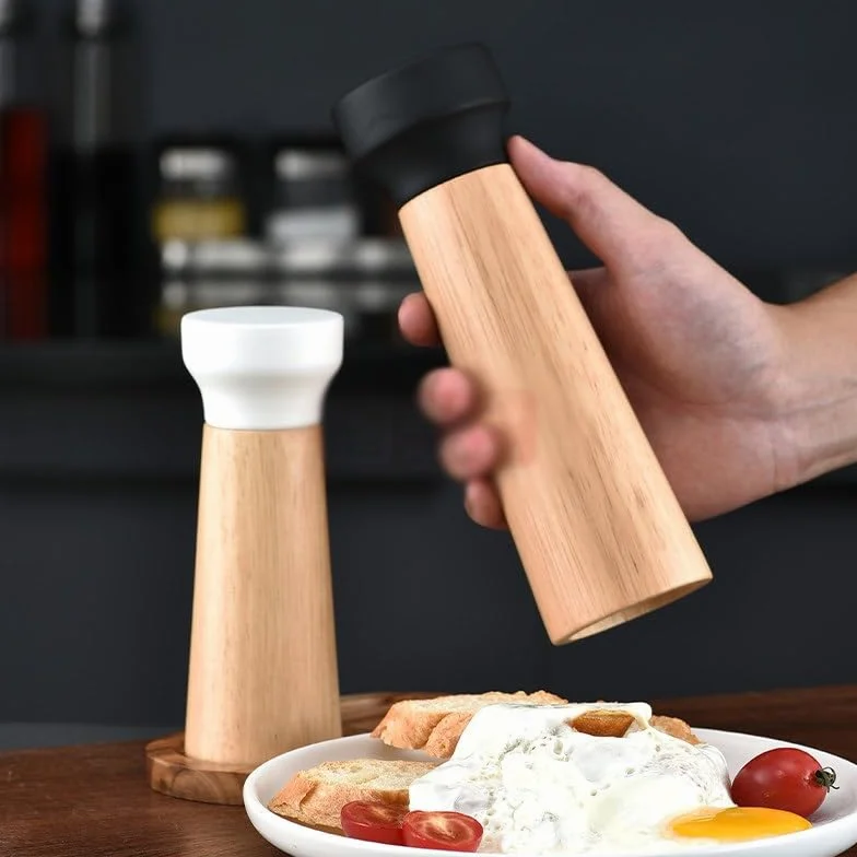 Zestaw młynka do soli i pieprzu, Cylindryczna butelka na przyprawy do mielenia soli morskiej, odpowiednia kuchni domowej, restauracyjnej, młynka pieprzu lub zbierania świeżym powietrzu