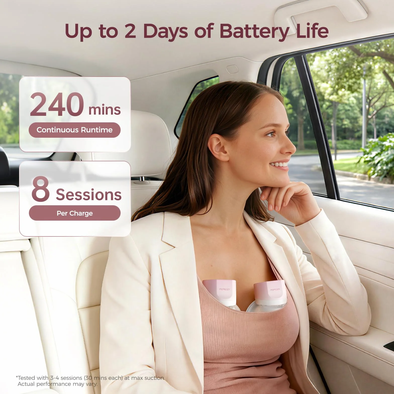 Momcozy Laktator S12 Pro Quick, Bezprzewodowy i Przenośny Laktator Elektryczny do Wolnych Rąk, Końcówka Hybrydowa DoubleFit™, 3 Tryby i 9 Poziomów, 1 Sztuka, Różowy