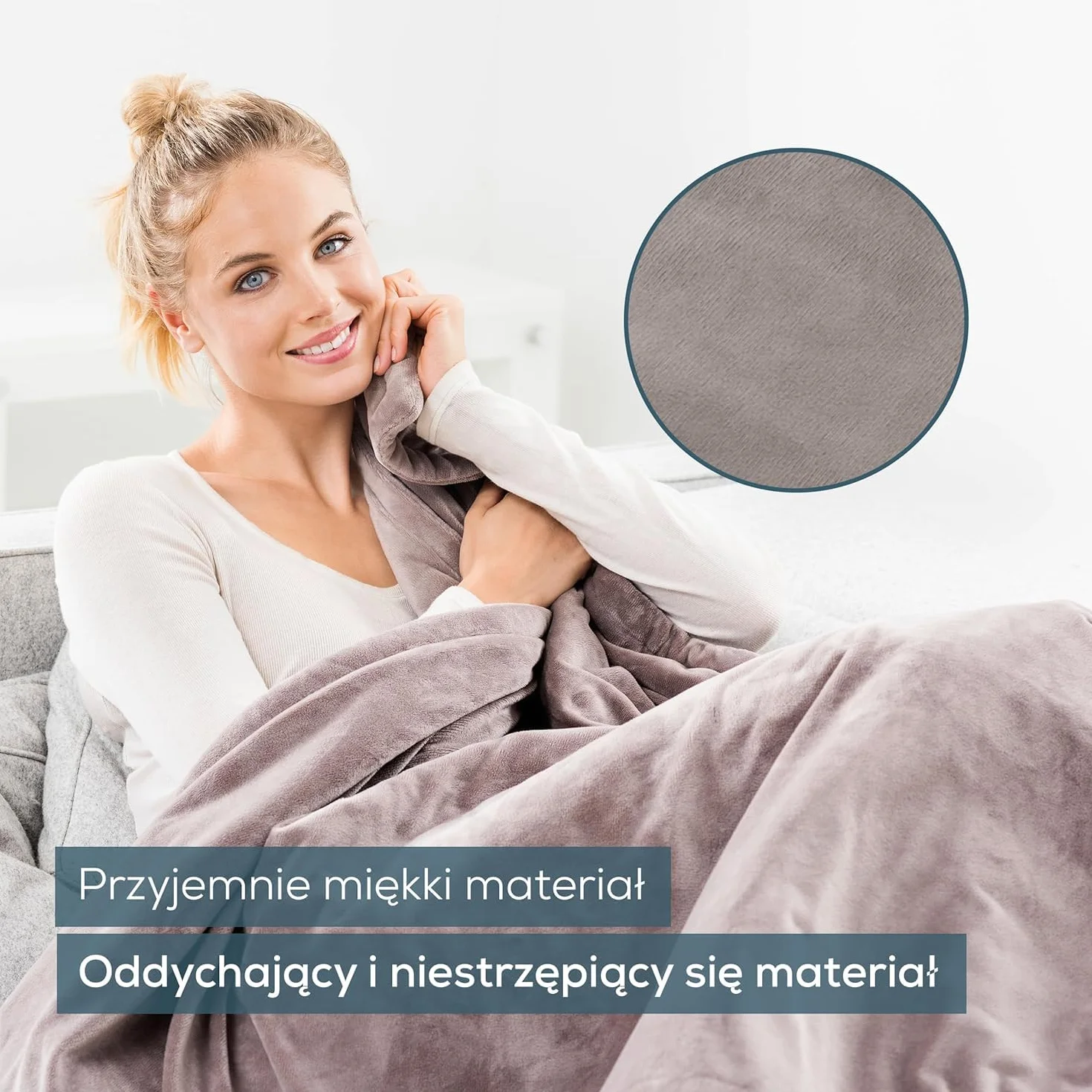 Beurer HD 150 XXL Taupe koc grzewczy, elektryczny koc z automatycznym wyłączaniem, 200 x 150 cm, 6 ustawień temperatury, możliwość prania w pralce, przytulny koc o wyglądzie futra, beżowy / brązowy