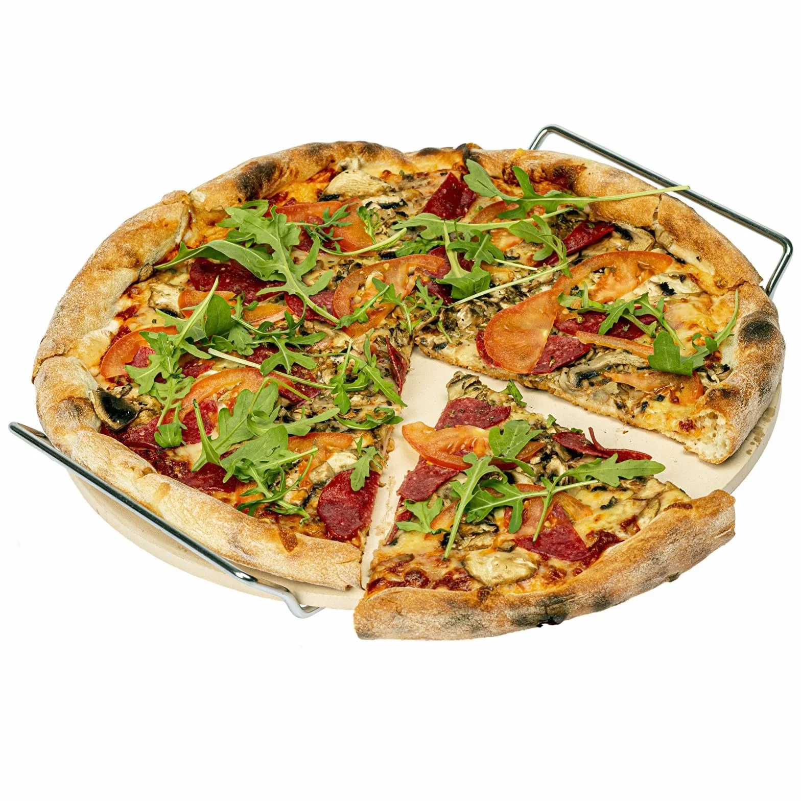 Browin 312009 Kamień do pizzy z uchwytem i nożykiem, okrągły 33 cm, kamień do piekarnika, na grilla