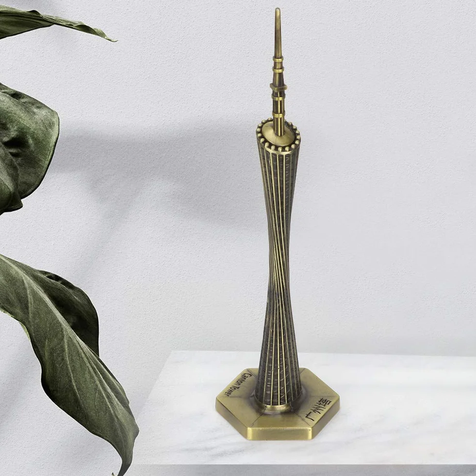 Marhynchus Metal Canton Tower model Guangzhou mała talia, vintage, rzemiosło artystyczne, pamiątka z ornamentów (brąz)