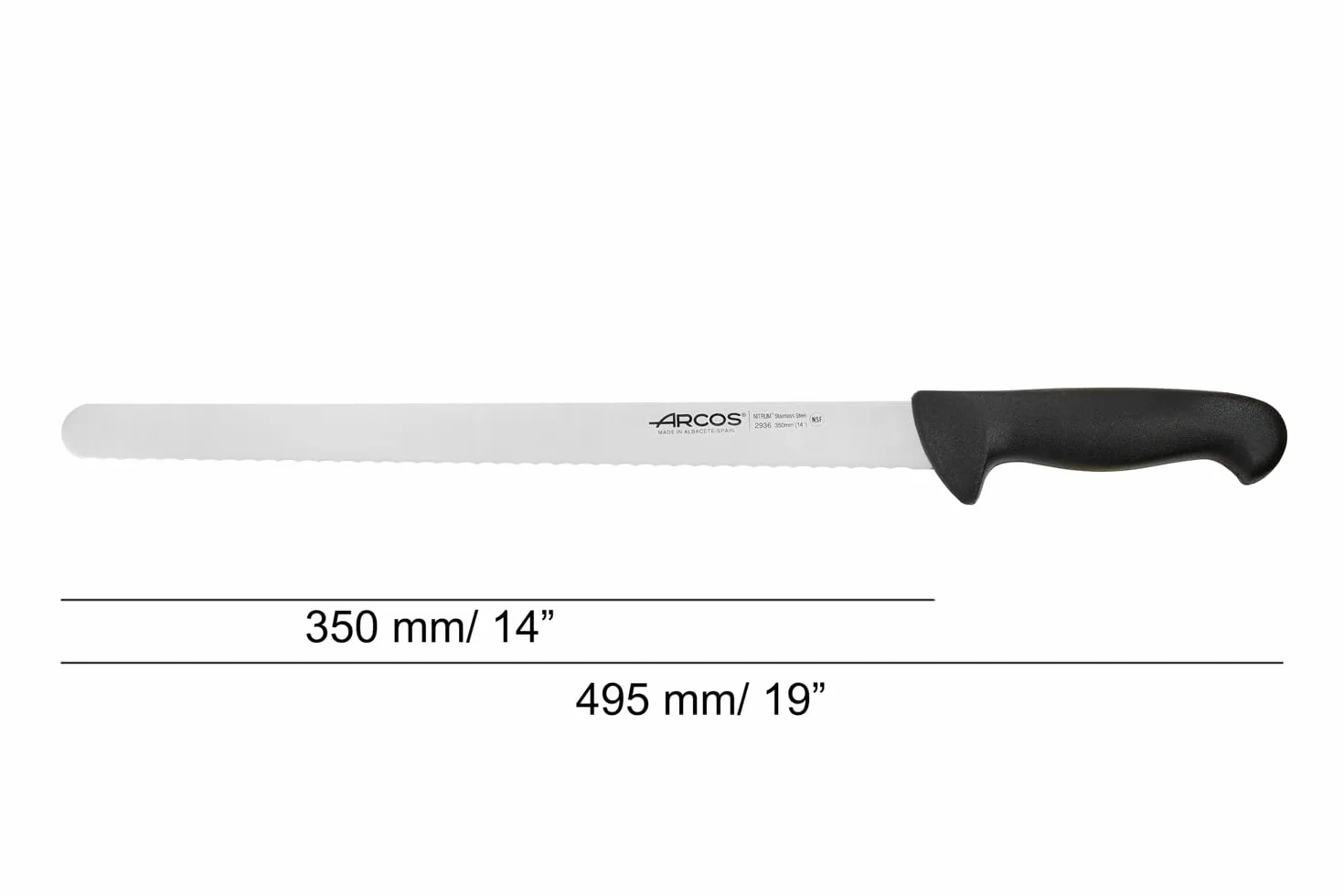 Arcos Seria 2900 - nóż do ciastek nóż do ciasta - ostrze Nitrum stal szlachetna 350 mm - uchwyt ręczny polipropylen kolor czarny