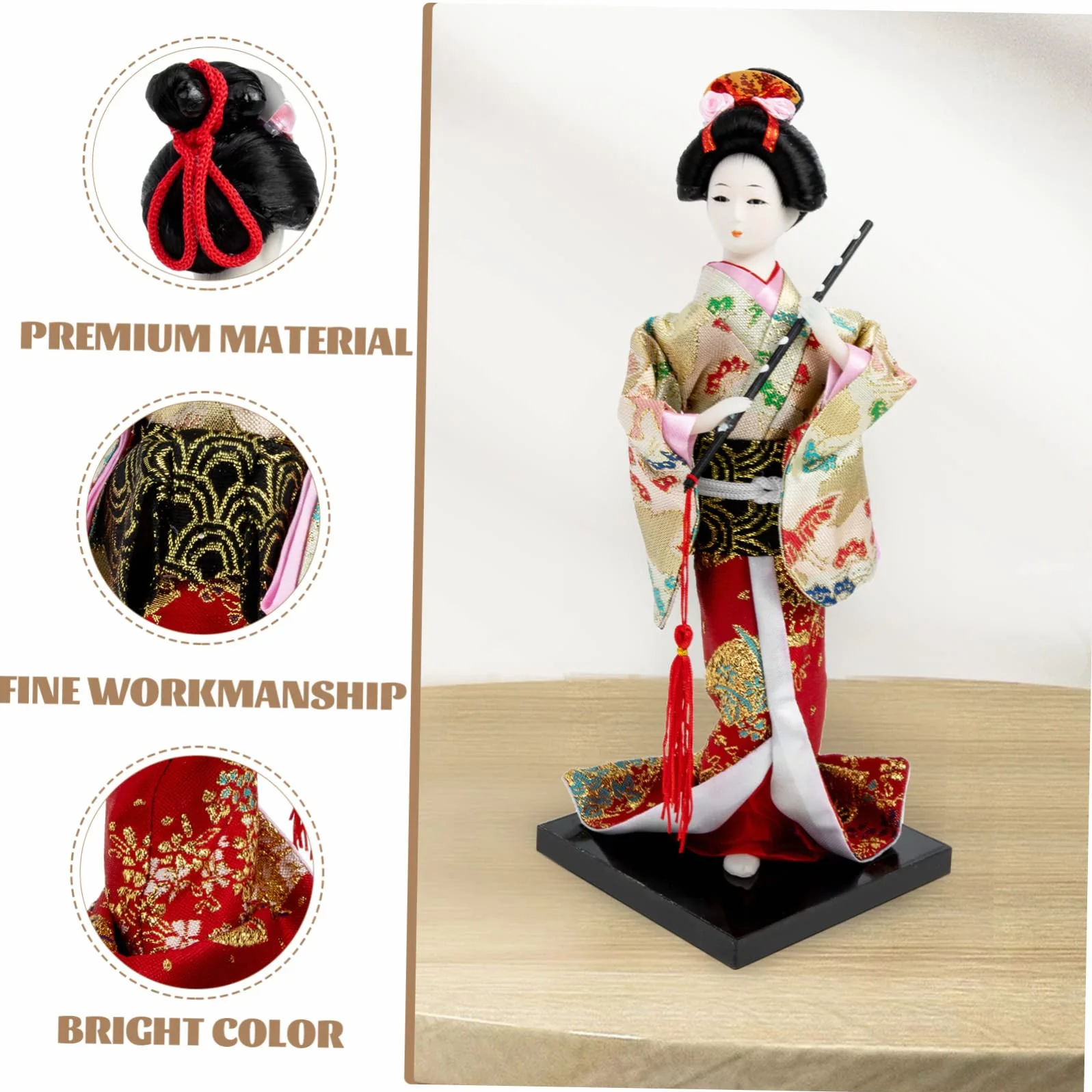 Amosfun Biuro do modeli, styl samurajski, figurka, lalka, biurko, mały przedmiot kolekcjonerski, gejsza, japońska orientalna ozdoba Kokeshi, restauracja, biurko, nowy stół, kimono rok