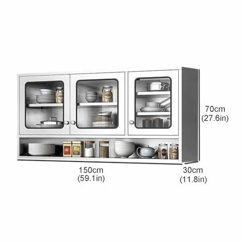 Szafka ścienna ze stali nierdzewnej, regulowany stojak do przechowywania z otwartymi półkami, montowany na ścianie szafka do kuchni, łazienki i salonu (120 x 60 x 35 cm)