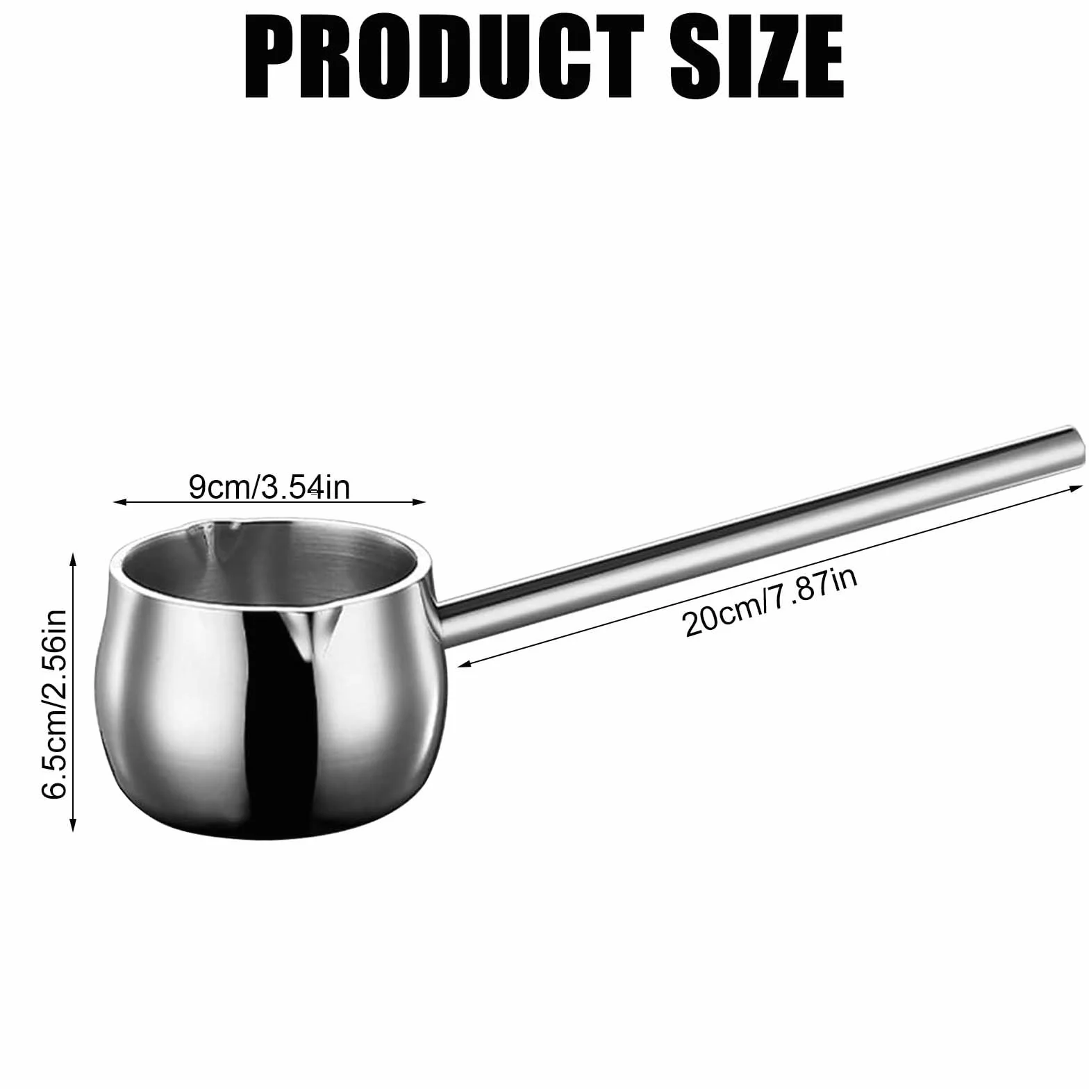 Rondel, 300 ml patelnia na mleko z dzióbkiem, mini garnek do kawy, podgrzewacz do masła z uchwytem o długości 20 cm, rondel ze stali nierdzewnej 316 do mleka, masła, sosu, czekolady