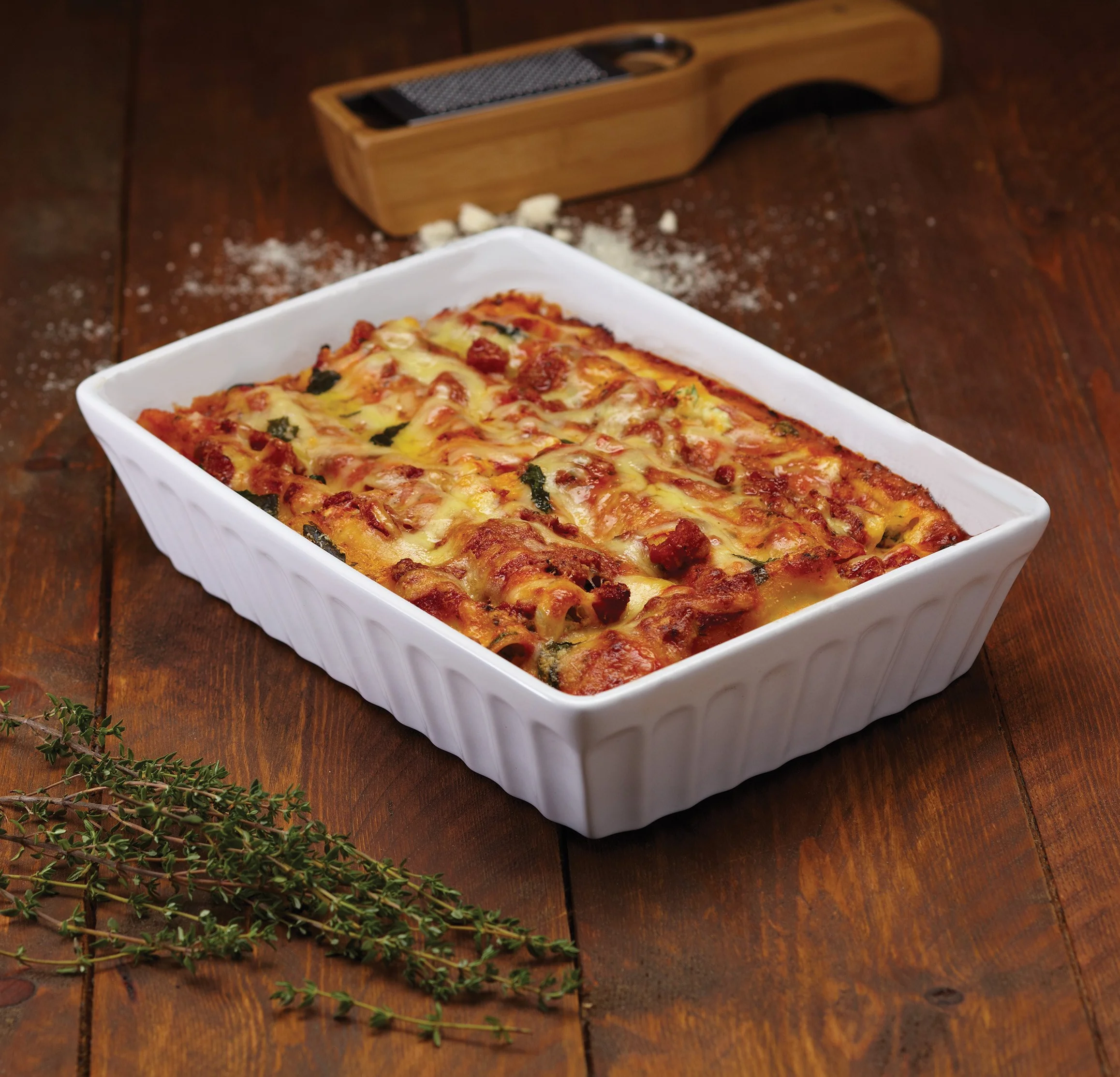 KitchenCraft Naczynie do Lasagne World of Flavours, Kamionka, 30 × 21 cm – Kolor Biały