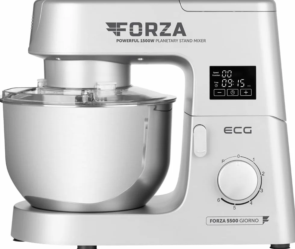 ECG FORZA 5500 Day srebrny robot kuchenny 1500 W, wyświetlacz LED srebrny