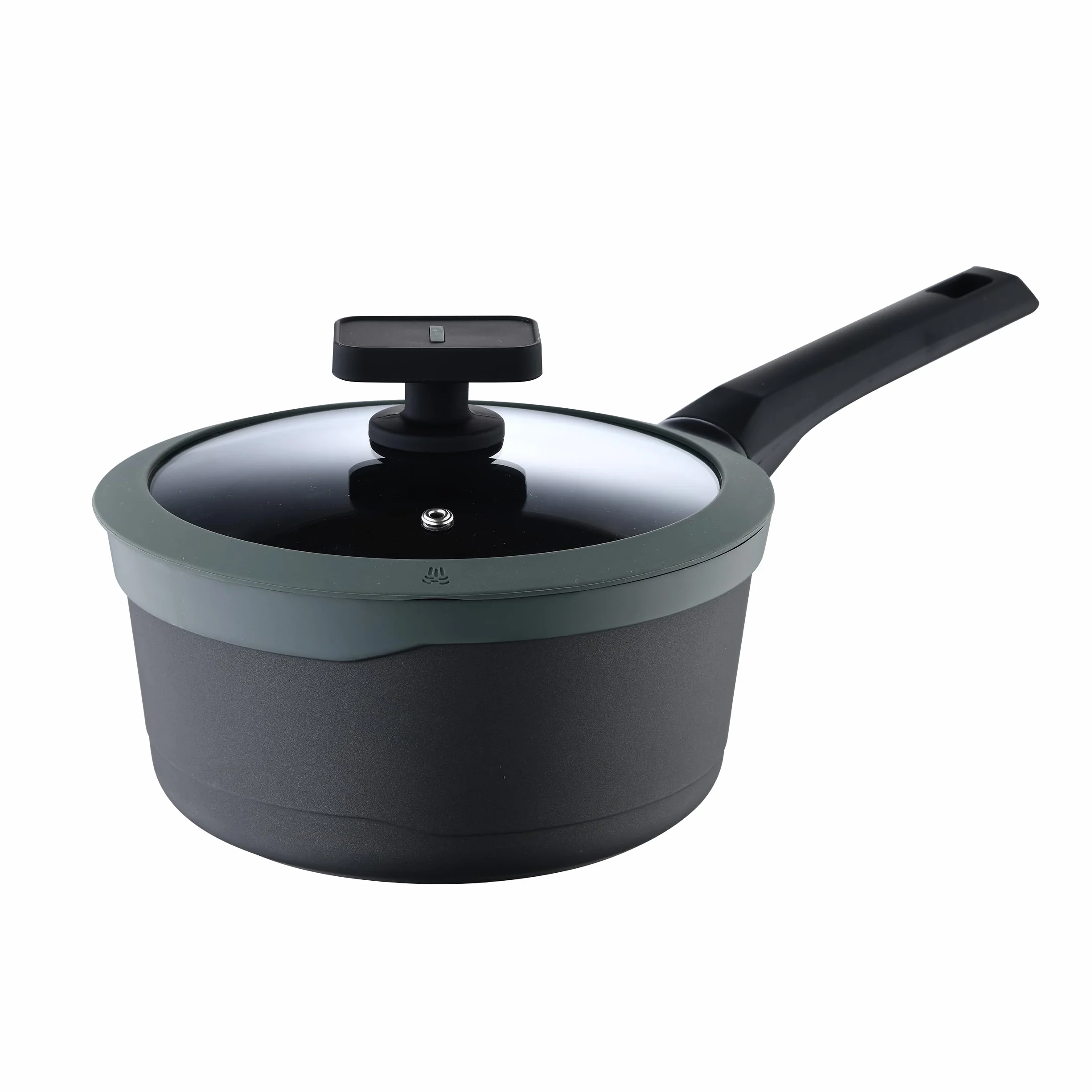 MasterPRO Gastro Reeco | 16 cm i 8 cm wysokości rondel z pokrywką | Heatdot | odlew aluminiowy z recyklingu | powłoka zapobiegająca przywieraniu | uchwyt Soft-Touch | do wszystkich rodzajów kuchenek
