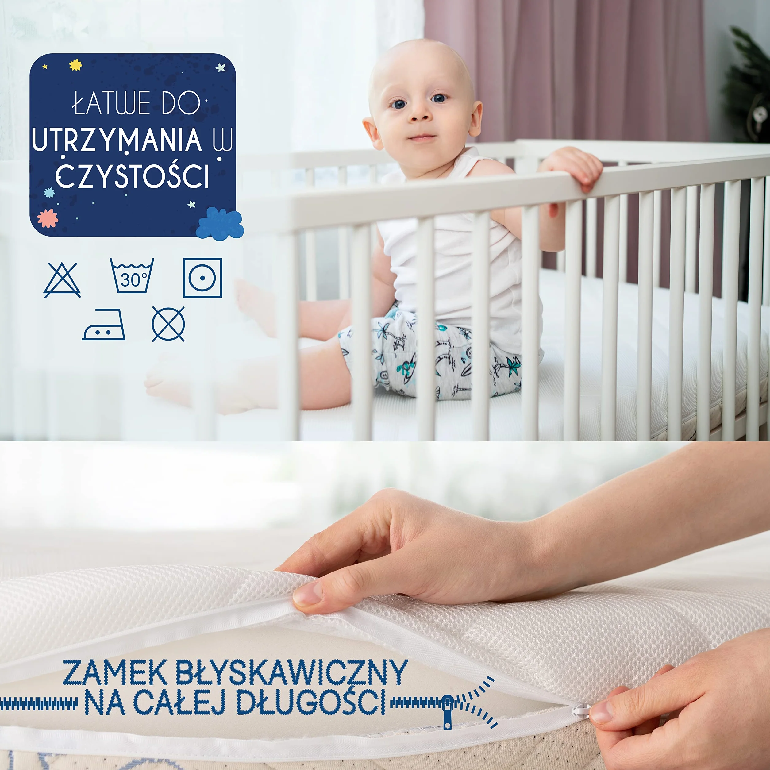 Materac Niemowlęcy 140 x 70 Made in Europa i OEKO TEX Sweety Fox – Materac 70x140 Dwustronny ze Stroną letnią i Zimową – Wysokość 11 cm i Gęstość 25 kg/m3