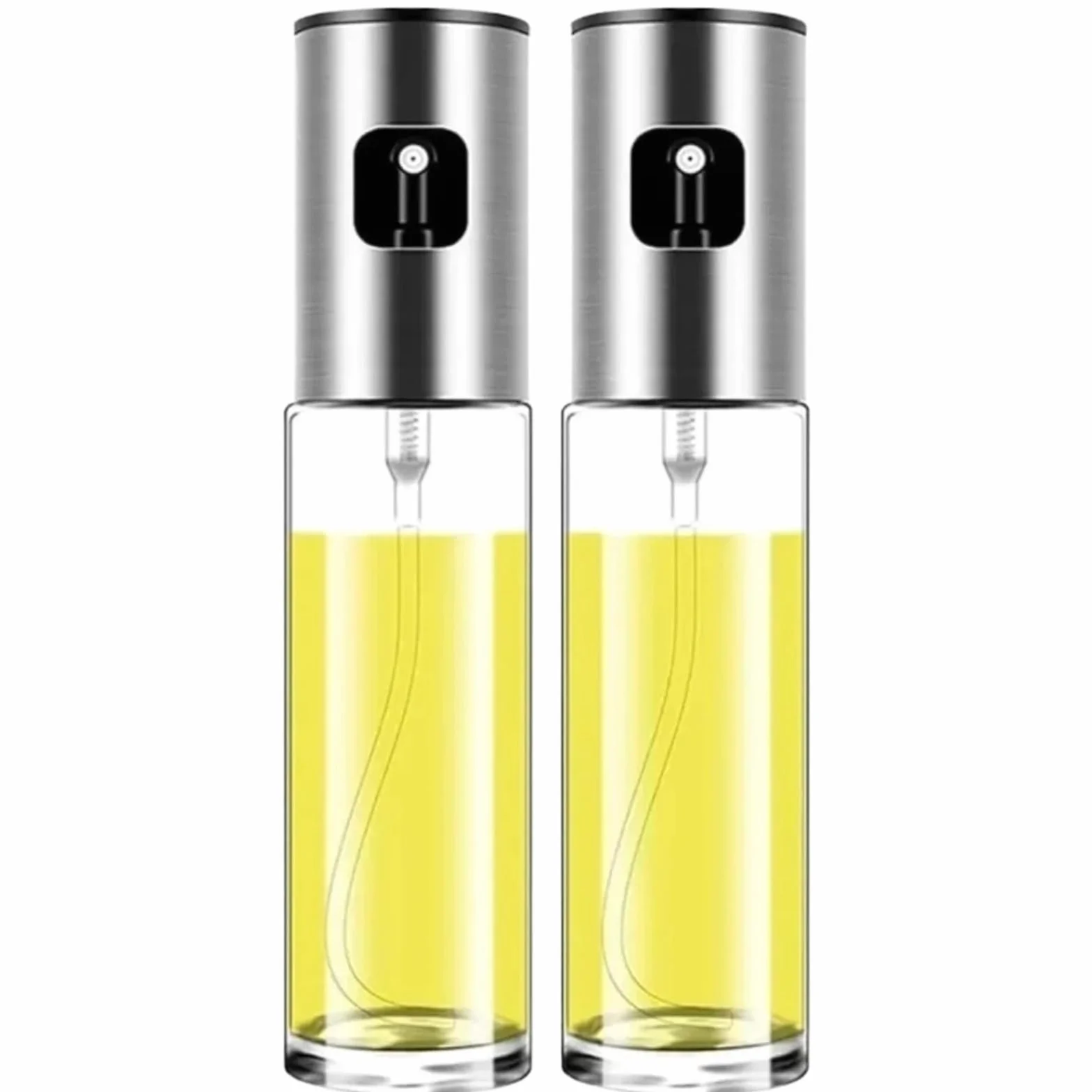 Rozpylacz oleju kuchennego, 2 Szt. Szklany Rozpylacz Oleju Do Gotowania Spray Mister Sałatek BBQ Pieczenie W Kuchni Pusta Butelka Po Occie Narzędzia(Stainlesss 2pcs)
