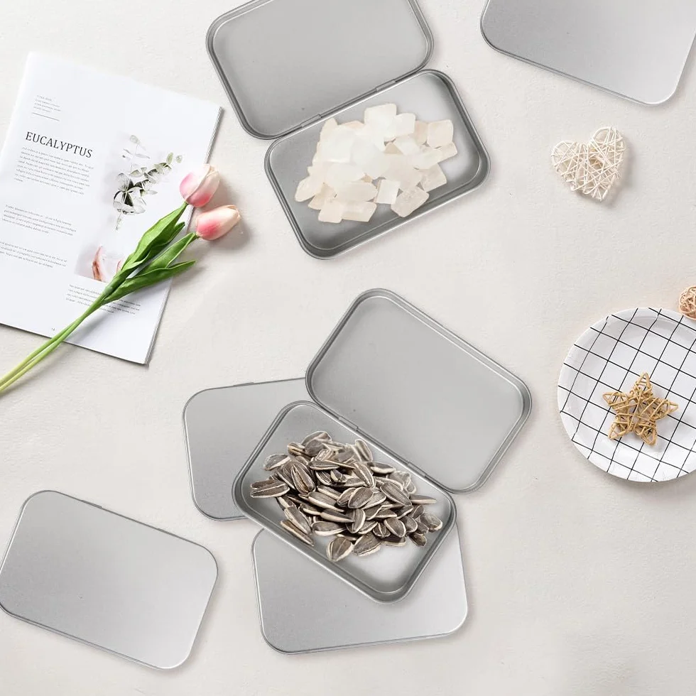 Metalowe pojemniki na żywność z zawiesami 6 sztuk 9,5 x 6 x 2 cm prostokątne