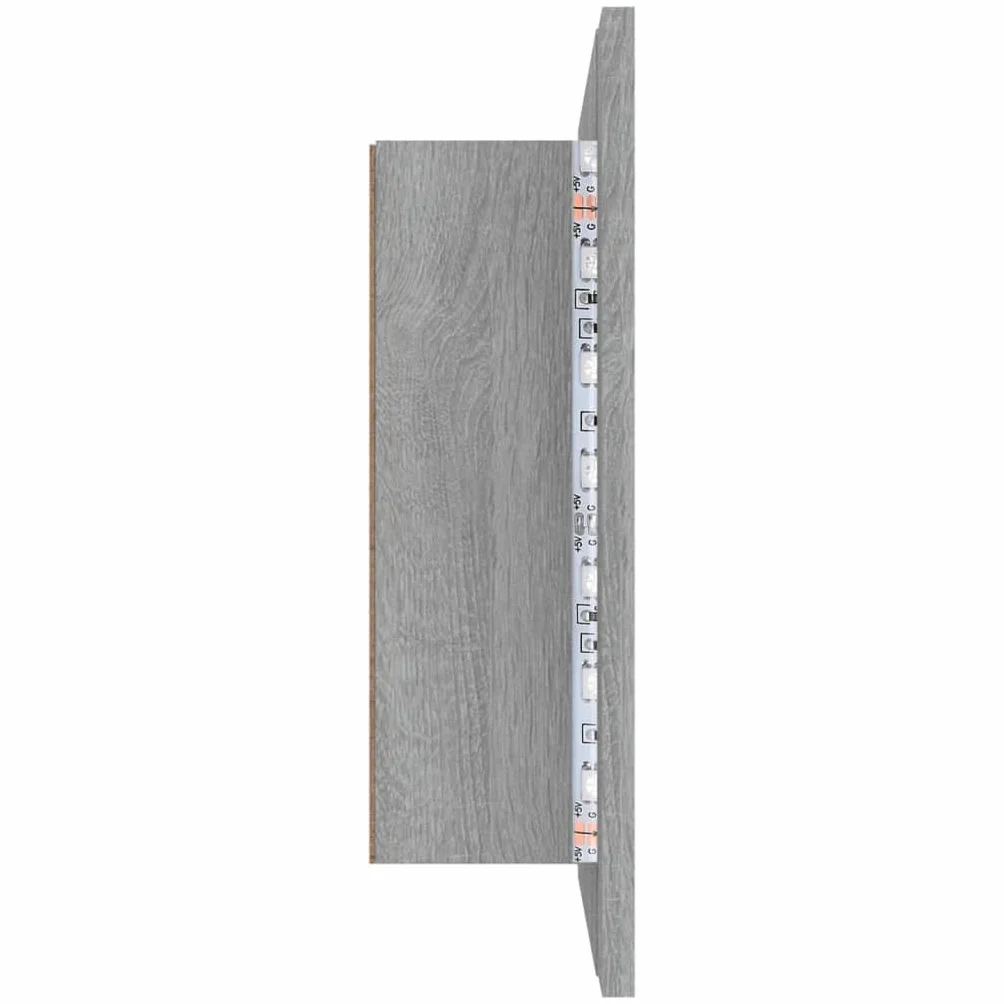 vidaXL Szafka łazienkowa z lustrem, szary dąb sonoma, 60x12x45 cm, szafka z LED, szafka LED, szafka z podświetleniem, szafki z LED, szafki LED