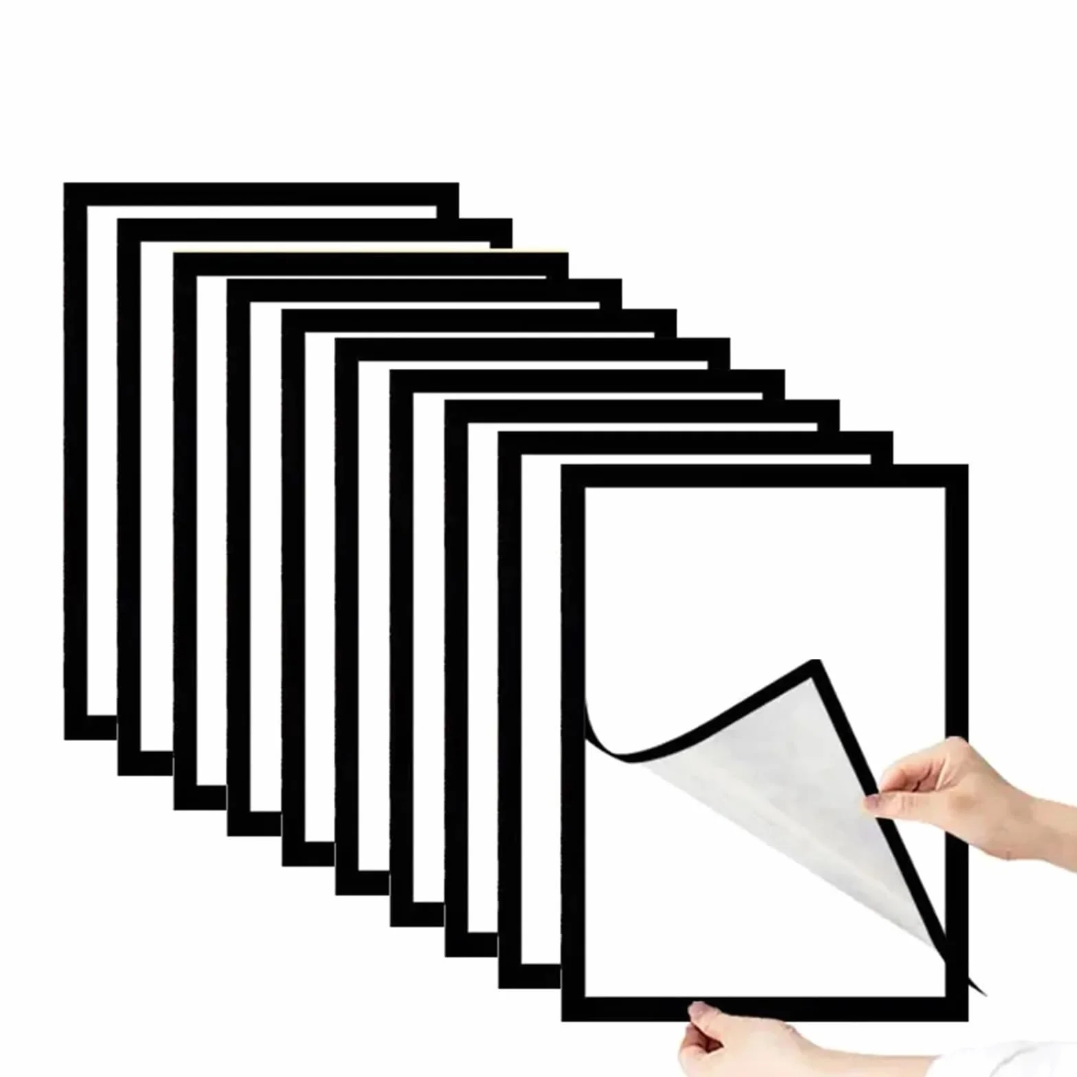 Magnetyczna ramka na zdjęcia, 8x12 cali A4 Certyfikat Nagrody Gumowe Ramki Magnetyczne Miękkie Samoprzylepne Malowanie Do Prezentowania Obrazów(Black 10pcs)