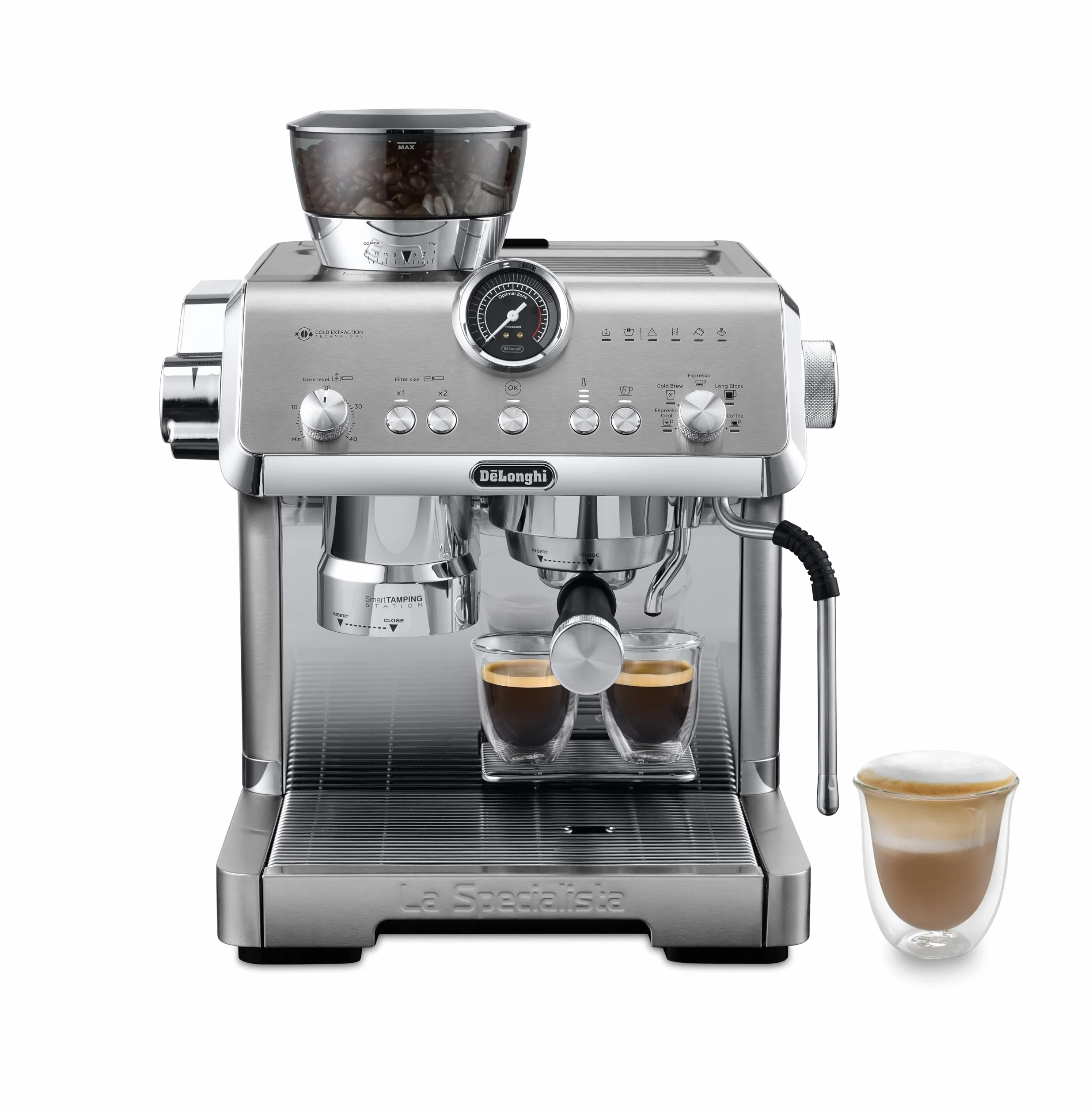 De'Longhi La Specialista Opera EC9555.M ekspres do kawy espresso z Cold Brew i Espresso Cool, profesjonalny spieniacz do mleka, technologia mielenia czujników, łącznie z zestawem Barista, 1550 W,