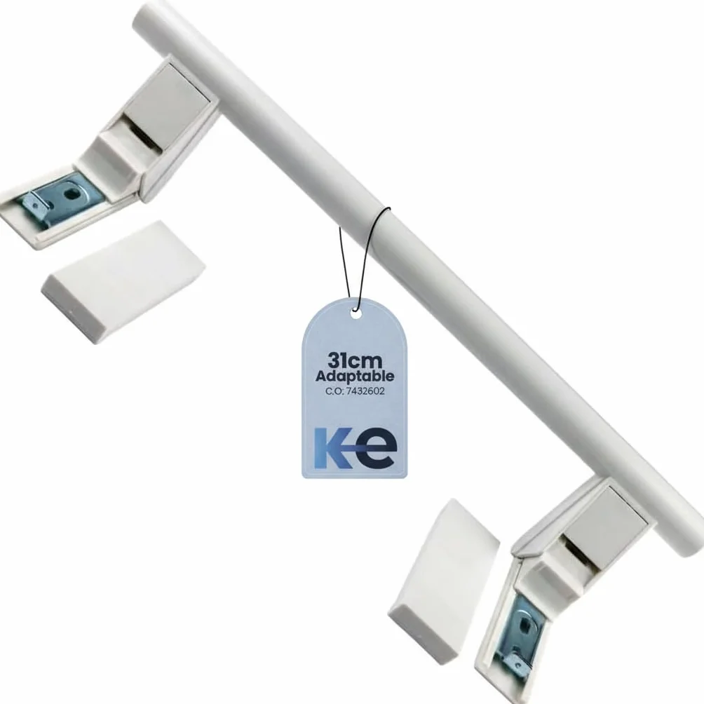 ANAKEL HOME Wymiana uchwytu lodówki 7432602 kompatybilna z lodówką Liebherr, uchwyt lodówki | zawiera 2 dekoracyjne nasadki, białe, 31 cm