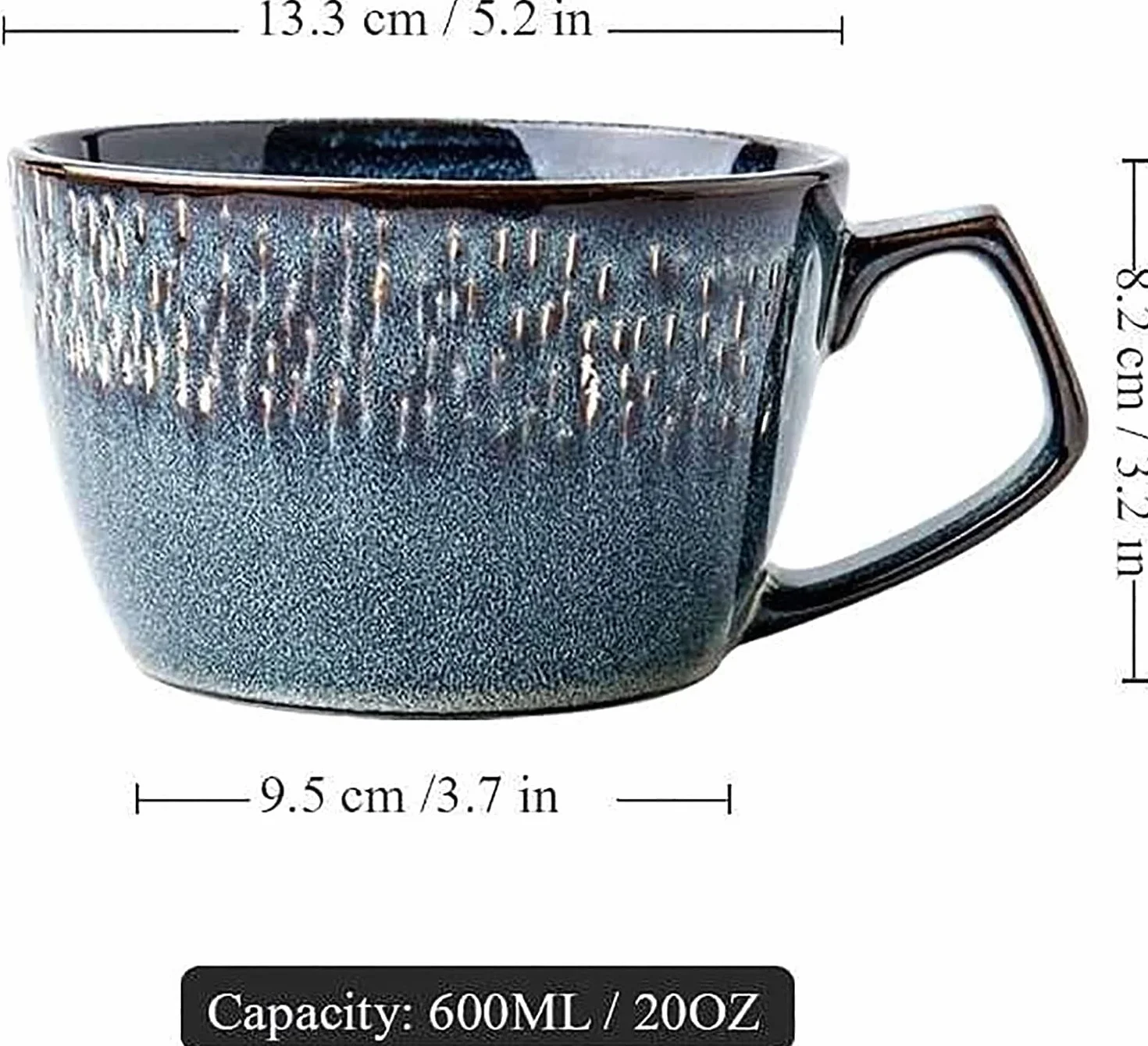 Ceramiczny kubek na zupę, Ceramiczna miska na płatki owsiane, 23 uncje, z uchwytem, ​​do zupy, kawy, mleka, herbaty, owoców, śniadania(Mug)