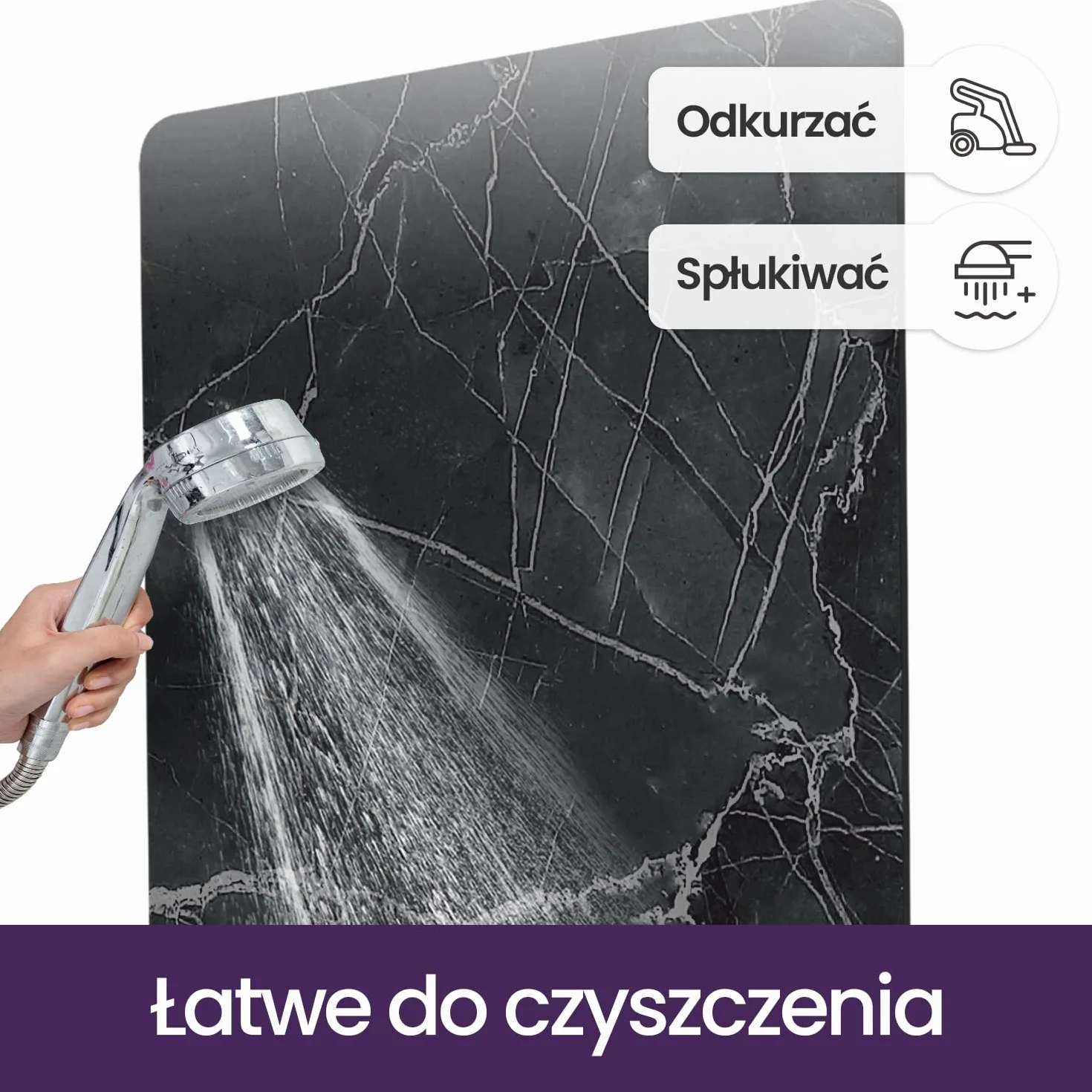 DEXI Antypoślizgowy dywanik łazienkowy 60 x 110 cm, super chłonna i zmywalna mata, szybkoschnące dywaniki pod prysznic, czarny