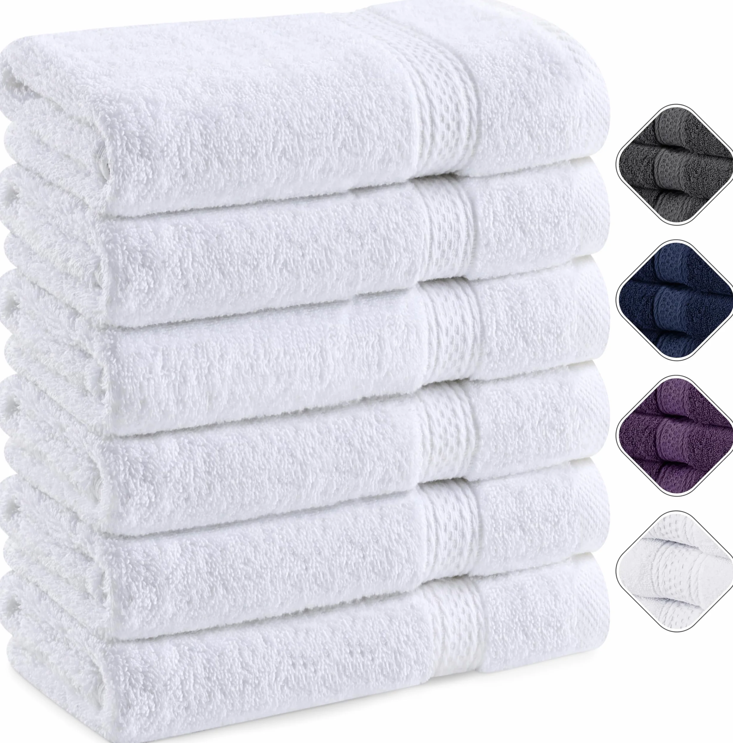 Utopia Towels - Zestaw 6 (50 x 100 cm), ręczniki kąpielowe, ręczniki toaletowe o wysokiej chłonności z haczykiem, 100% bawełna pierścień przędzalniczy z haczykiem (Biały)