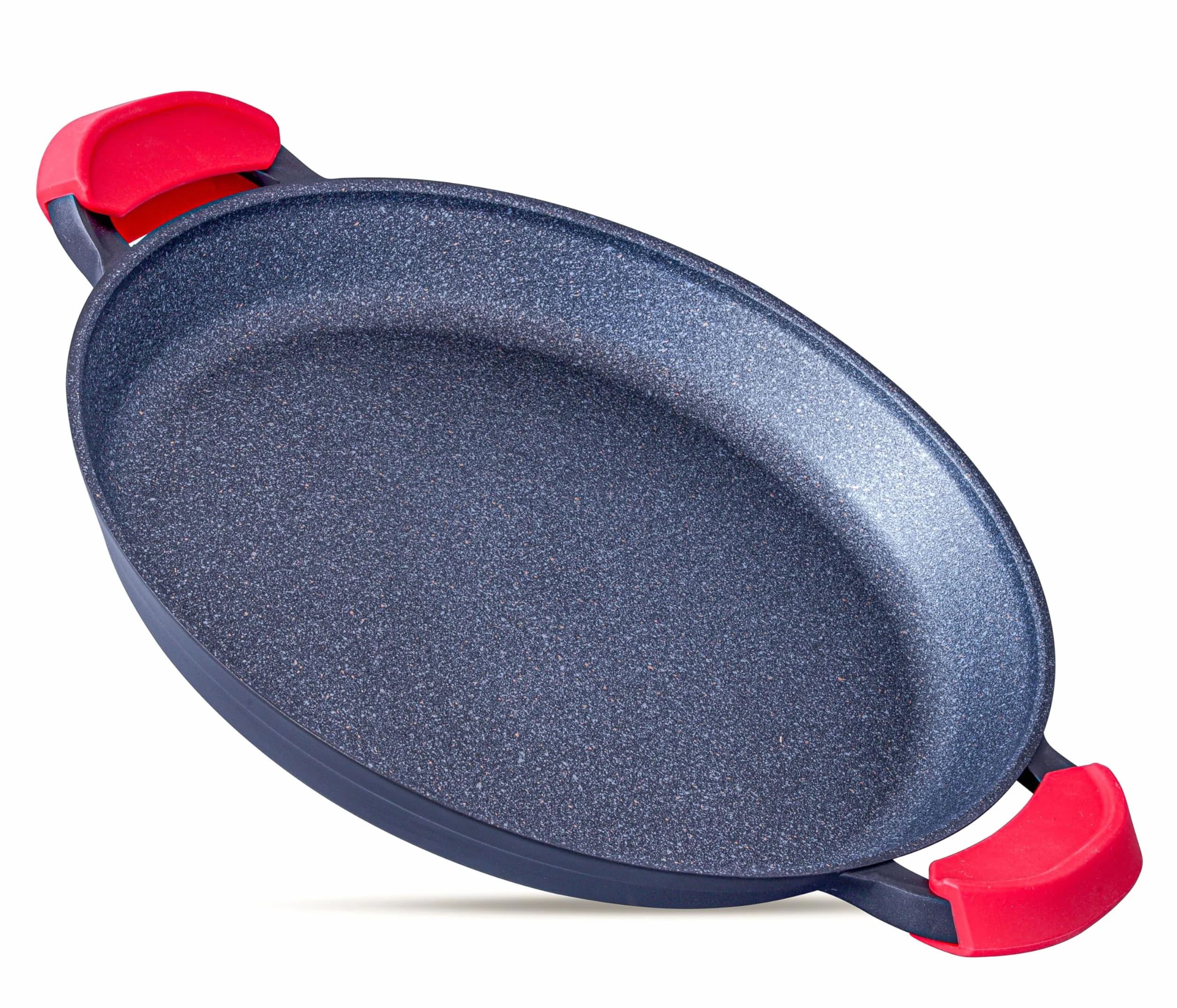 Profesjonalna patelnia Paella z pokrywką ultra nieprzywierająca solidna jakość bez POAF czarna 36 cm | Indukcyjny gaz elektryczny grill piekarnik ceramiczny nadaje się do mycia w zmywarce (36 cm)