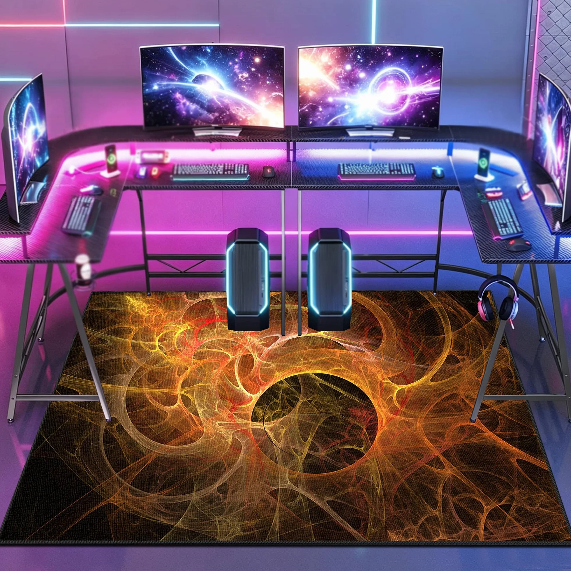 Duży dywan do sypialni dla gracza nowoczesny 3D dywan do pokoju dla graczy, dywan do pokoju gier dla młodzieży antypoślizgowy dywan z krótkim włosiem 110 x 160 cm