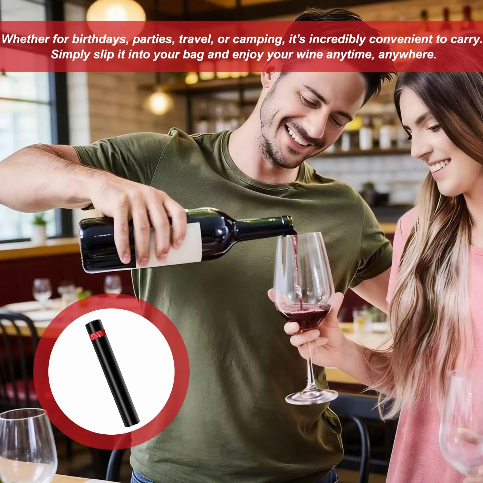 Korkociąg ze sprężonym powietrzem, korkociąg do wina z ciśnieniem powietrza, otwieracz do wina, czerwona pompa Vino, otwieracz do wina, do luksusowego wina na święta, do wina, zdejmak kapsulek