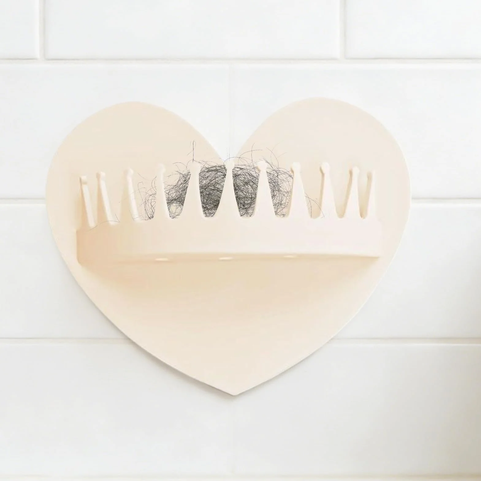 Suction Cup Hair Catcher - Wall Shower Trap | 3.9x4.72in Reusable Silicone Hair Grabber with Heart Design for Bathroom, Shower, Sink, Girls Wife Girlfriend Indoor Home