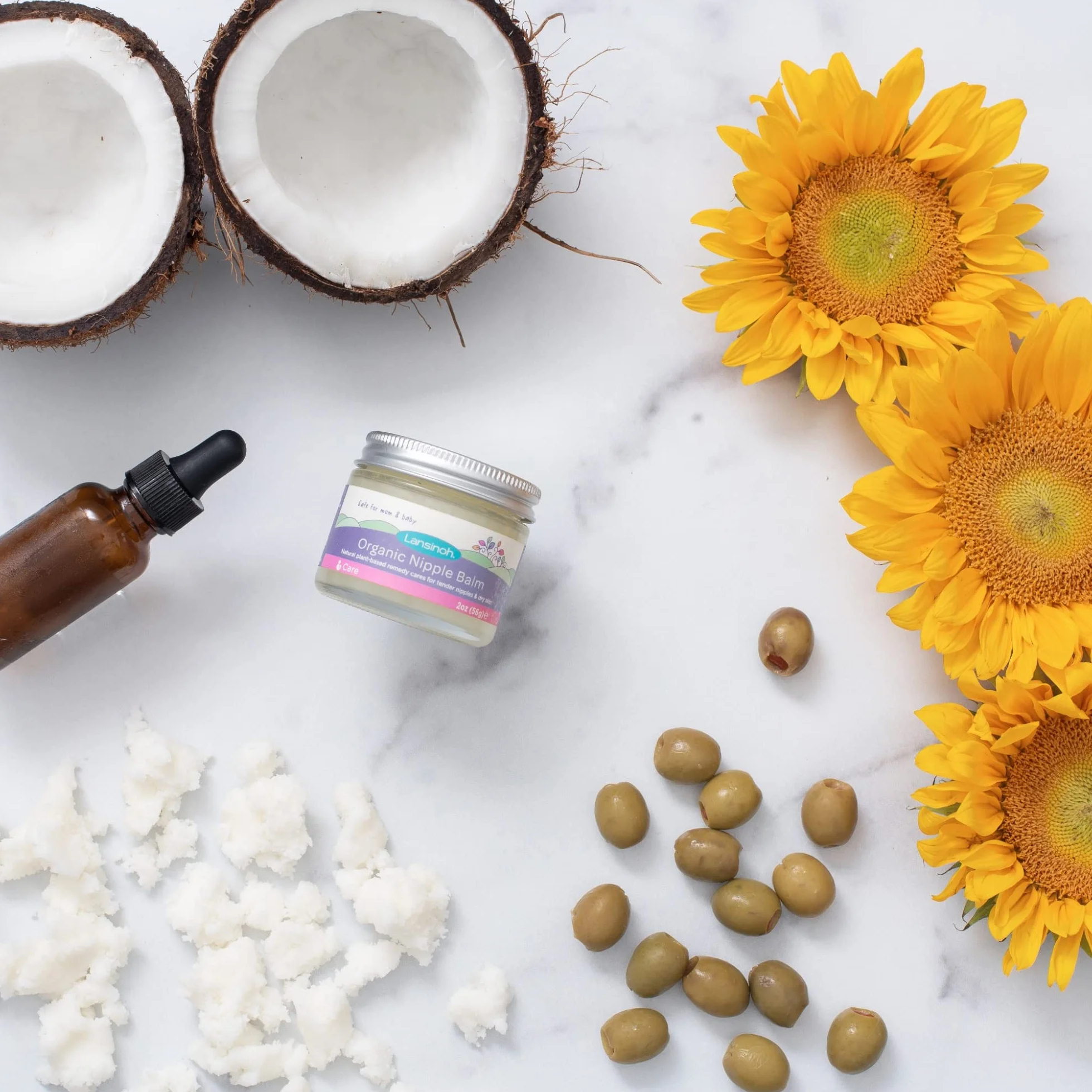 Lansinoh Organic Nipple Balm 60ml Natural Breastfeeding Cream, natural ingredients, tasteless, odourless, care for nipples when breastfeeding & dry skin when pregnant