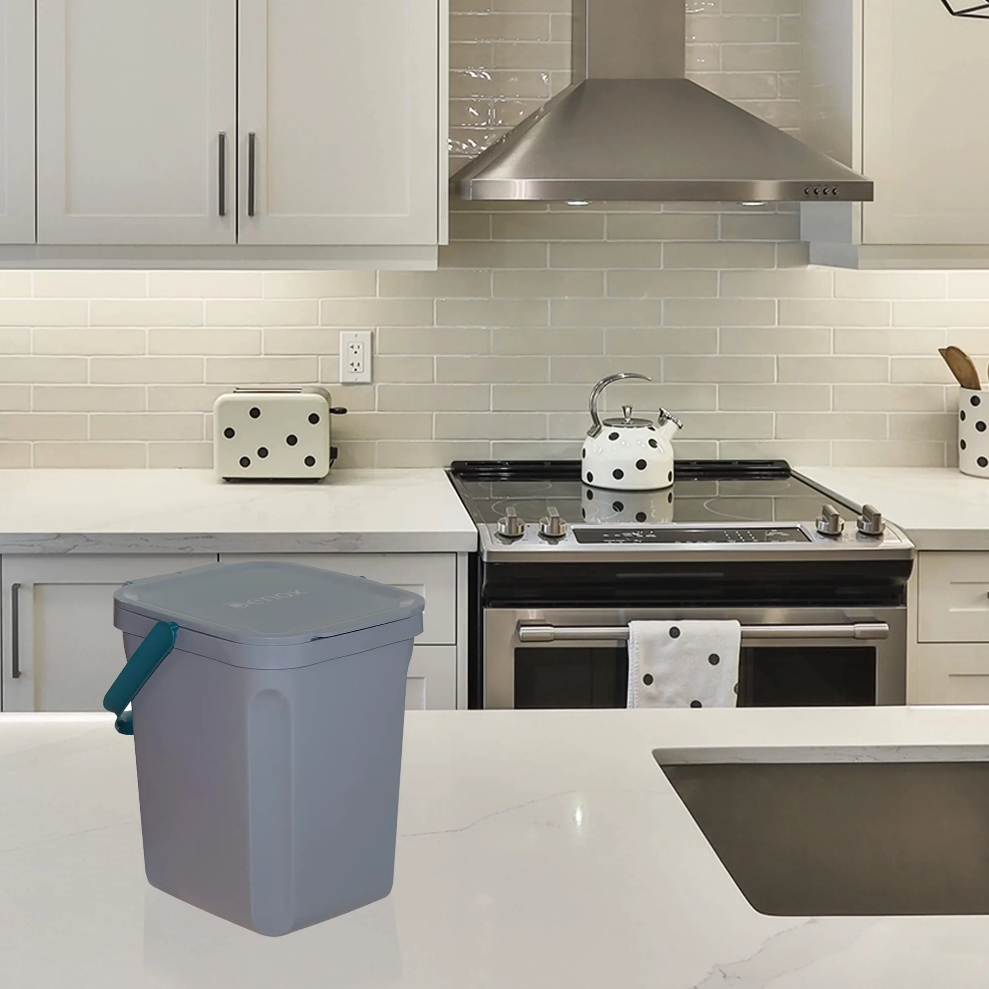 Denox DEN121 Organiczny wiadro 10 litrów, szary, 235x265x285 mm