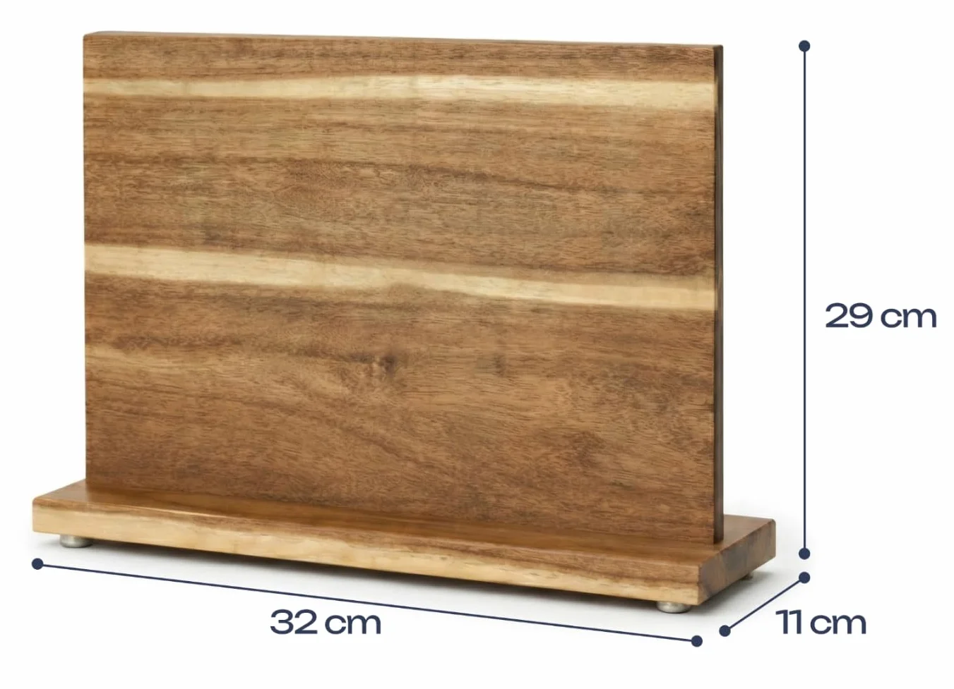 Magnetyczny blok na noże, bez targów – uchwyt na noże z drewna akacjowego, dwustronny magnes, antypoślizgowy i nie zajmuje dużo miejsca, 32 x 29 x 11 cm
