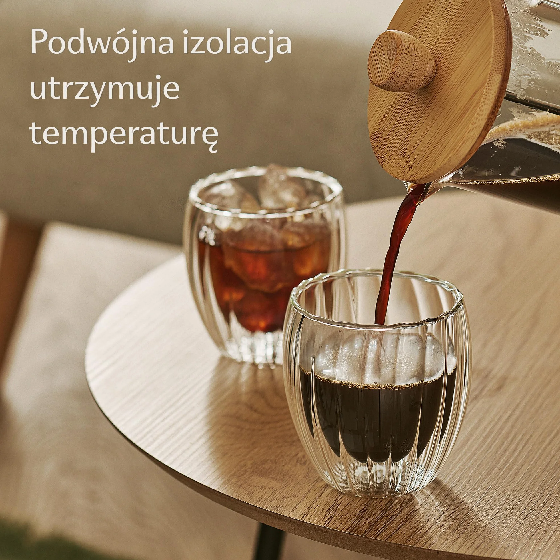 Cosumy Filiżanki do Cappuccino Szklane Dwuścienne 230ml - 4szt - Efekt pływający izolujący ciepło - Żłobkowana konstrukcja - Odporne na ciepło - Można myć w zmywarce (Cappuccino)