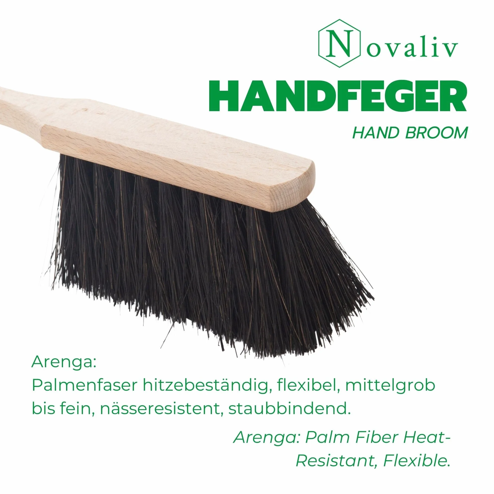 Novaliv 2 x mała zamiatarka ręczna Arenga szczotka ręczna do samochodu, zamiatarka przemysłowa, szczotka do drewna, szczotka ręczna, miotła, na kemping, do przyczep kempingowych, do użytku na zewnątrz