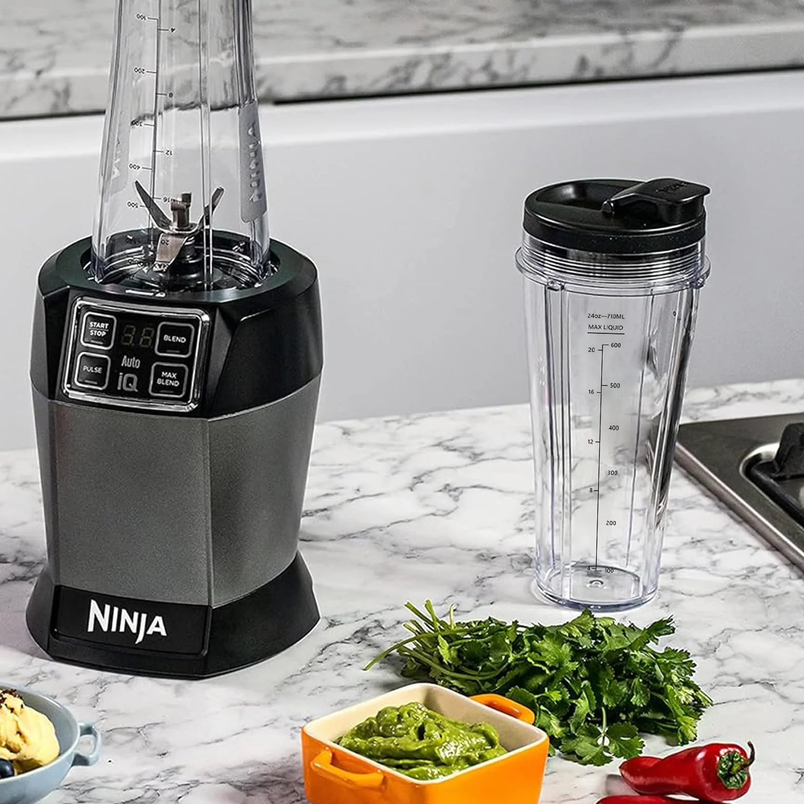 Wymienny kubek do blendera, 2 sztuki 710 ml Wymienny kubek do blendera Ninja ze zdejmowaną pokrywką, kubek do blendera Ninja Ninja, SS100, SS101, SS300