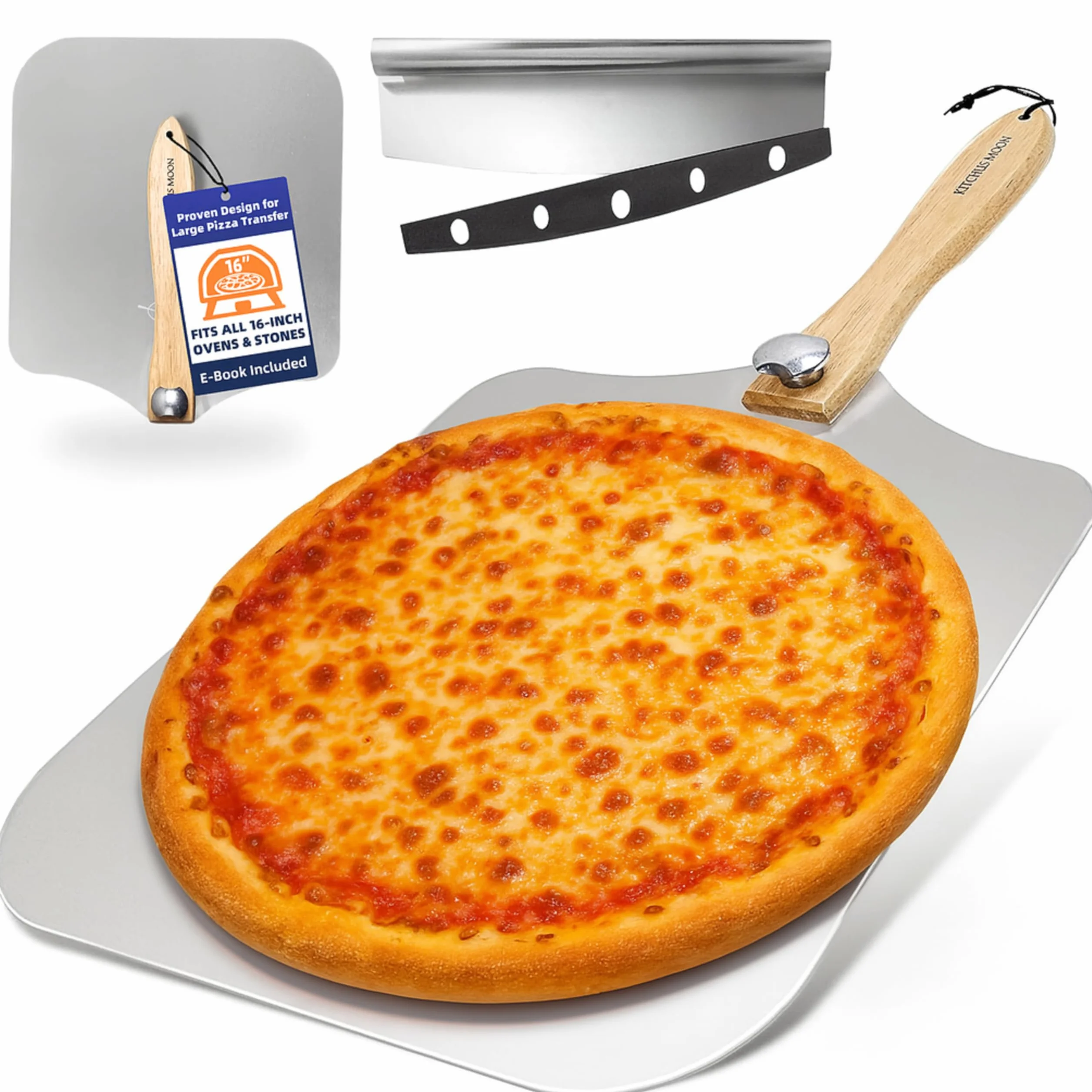 Duża łopatka do pizzy 40 cm – bardzo duża metalowa łopata do pizzy o szerokości 35 cm, łopatka do pizzy do łatwego przenoszenia dużych pizzy, wiosło do pizzy z długim składanym uchwytem z