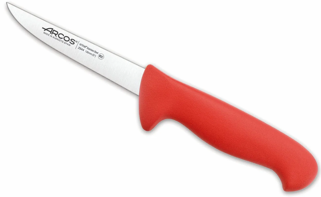 Arcos 294422 seria 2900-boning nóż nóż nitrm 130 mm (5,12 cala) - uchwyt polipropylenowy czerwony kolor, stal nierdzewna 18/8
