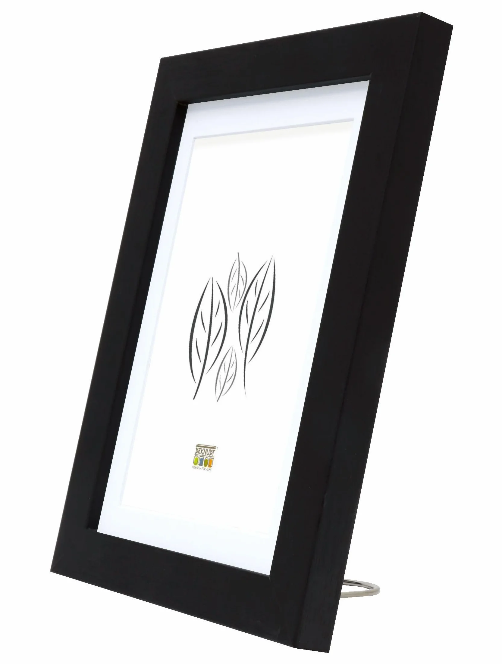 Deknudt Frames Ramka na zdjęcia z passe-partout, czarna, S66KF2 P1, 20 x 25 cm, na zdjęcia 15 x 20 cm, drewniana ramka na zdjęcia MDF – do zawieszenia lub wystawiania obrazów