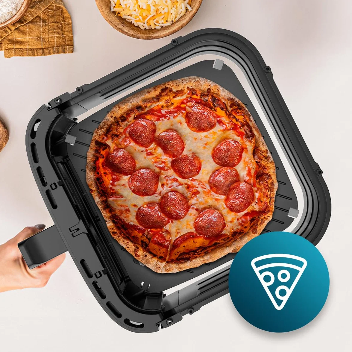 Cecotec Frytkownica powietrzna 8 litrów, frytkownica powietrzna Cecofry&Grill Duoheat 8000, 2200 W, podwójna wytrzymałość, dietetyczna i cyfrowa, okno, regulowana temperatura 80-200 °C, 8 menu