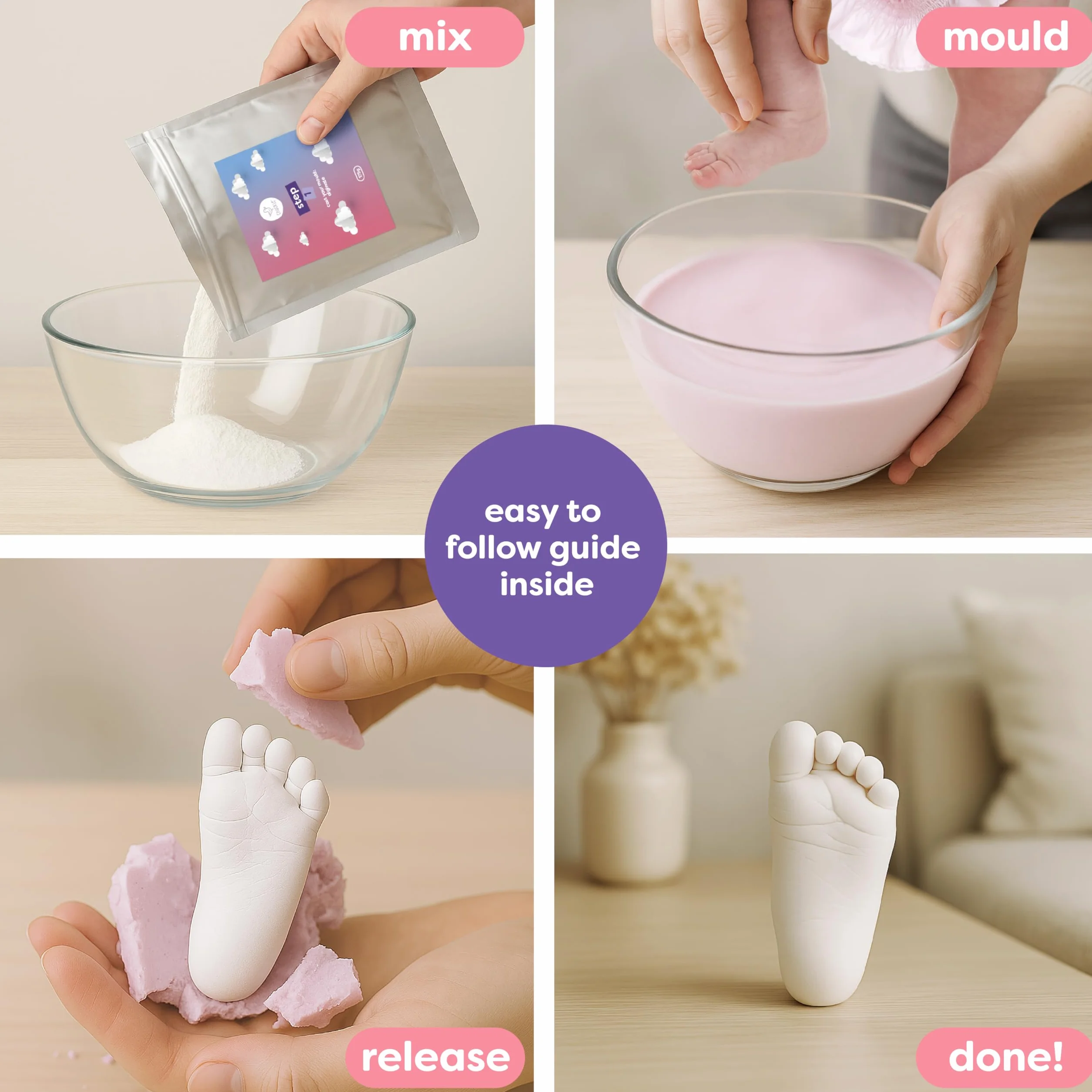 Chuckle Zestaw do odlewania odcisków dłoni dziecka, zestaw upominkowy do formowania 3D, wspomnienia, pamiątki, dla dzieci lub noworodka, prezenty na baby shower
