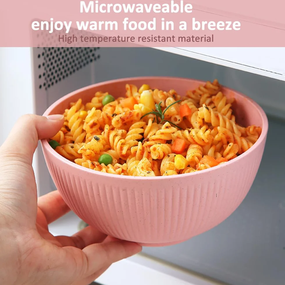 YunBey Miseczki na musli, zestaw 10 sztuk, duże, nietłukące się miski do sałatek, plastikowe, wielokrotnego użytku, dla dzieci i dorosłych, do zupy, musli, sałatki ramenowej