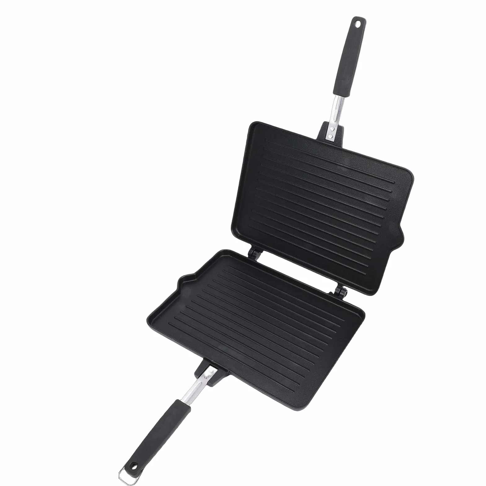 Eujgoov Patelnia Grillowa Nonstick Dwustronna Patelnia do Pieczenia Tostów Stop Aluminium Równomierne Ogrzewanie 34,5 X 48 Cm z żaroodpornym Uchwytem do Płyty Kuchennej Kuchnia Domowa Gotowanie