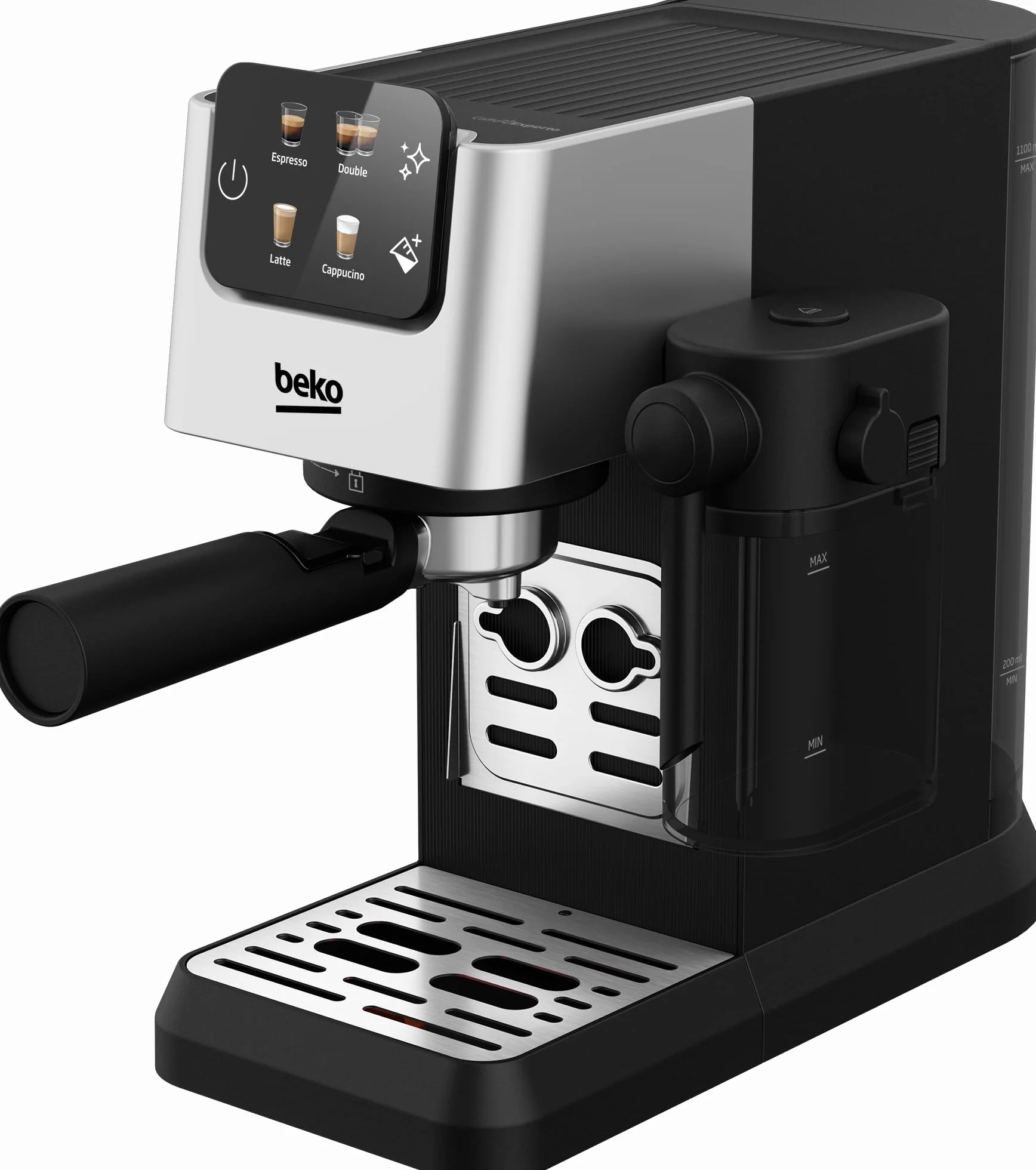 Beko CEP5304X ręczny ekspres do kawy, wbudowany spieniacz do mleka, 1,1 l, 15 bar - stal nierdzewna, 14,5 x 42,5 x 35,5 cm