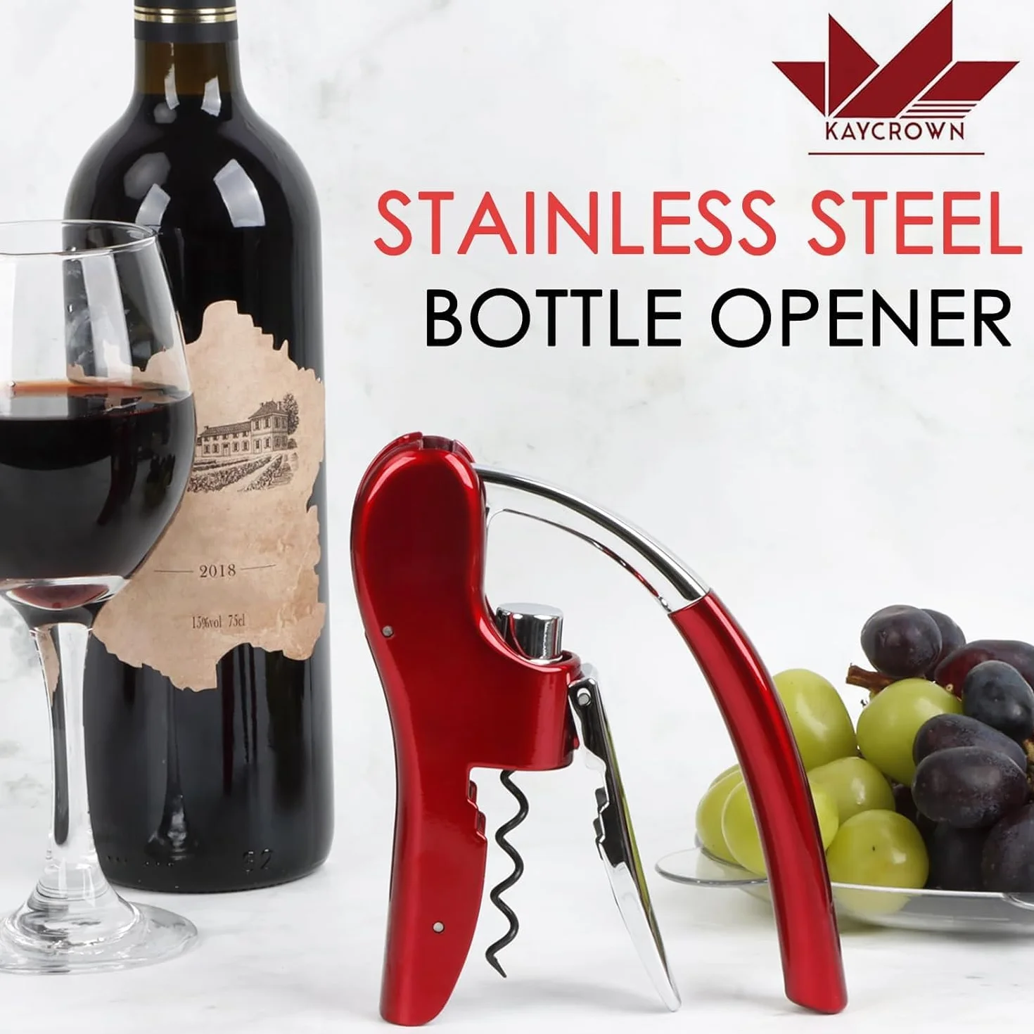 Best Utensils profesjonalny otwieracz do wina ze stopu cynku, ośmiornica, wysokiej jakości, pionowy korkociąg z wbudowanym obcinaczem do folii, zestaw otwieraczy do butelek kelner (czerwony)
