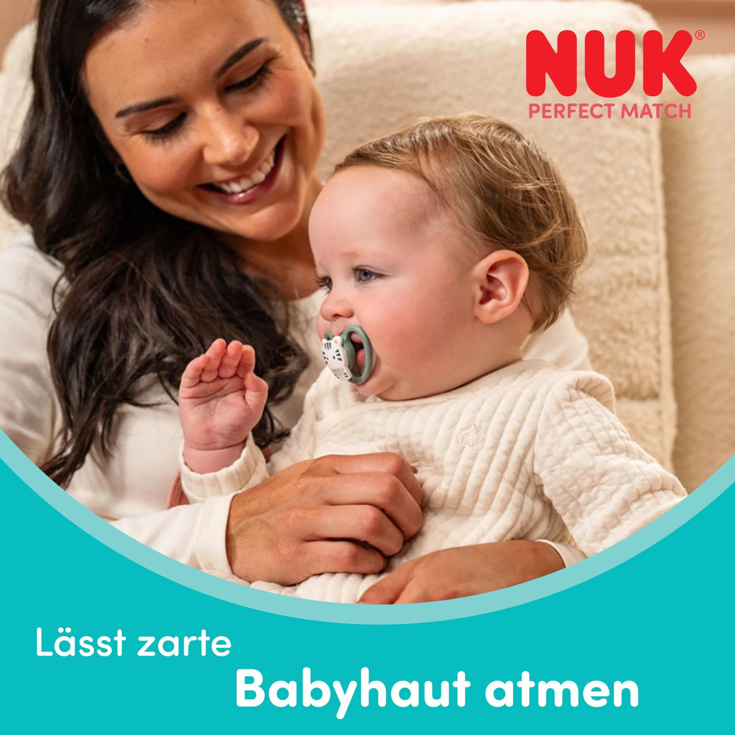 NUK Perfect Match Air Night Smoczki| 18-36 m | Świecące w ciemności smoczki, które wspomagają przepływ powietrza i zapobiegają odparzeniom od śliny | 95% akceptacji przez dzieci** | Lew | 2 sztuki