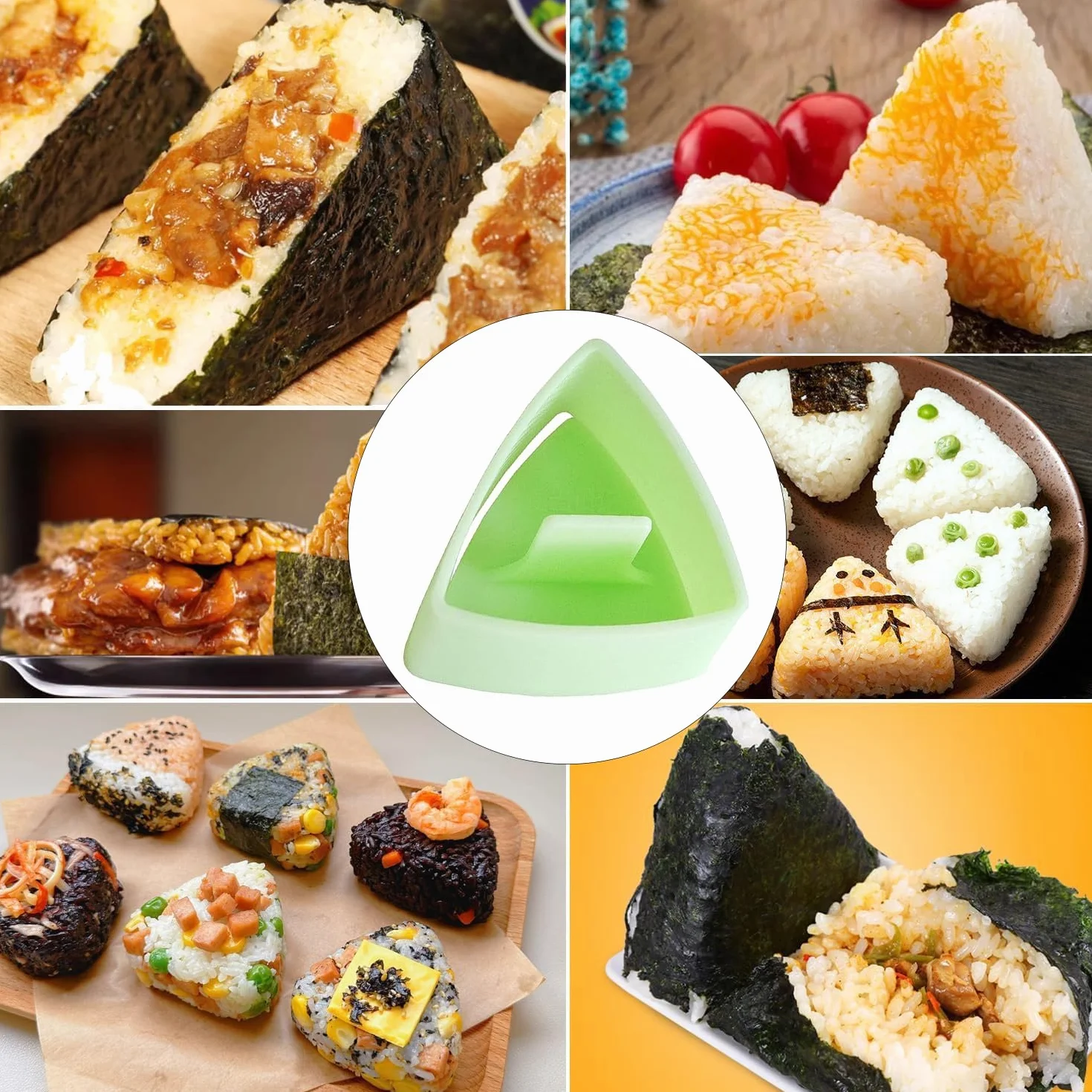 1 pozycja trójkątna forma do sushi, trójkątna forma do kulek ryżowych, odpowiednia do domowej kuchni domowej i na piknik na świeżym powietrzu (jasnozielony)