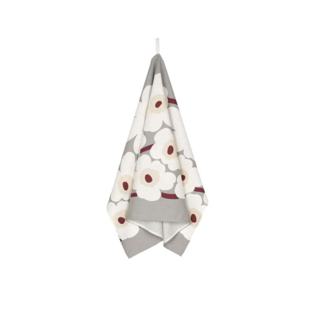 Marimekko Pieni Unikko ręcznik do herbaty 47 x 70 cm – lt.Grey, White, dk.red, Yellow