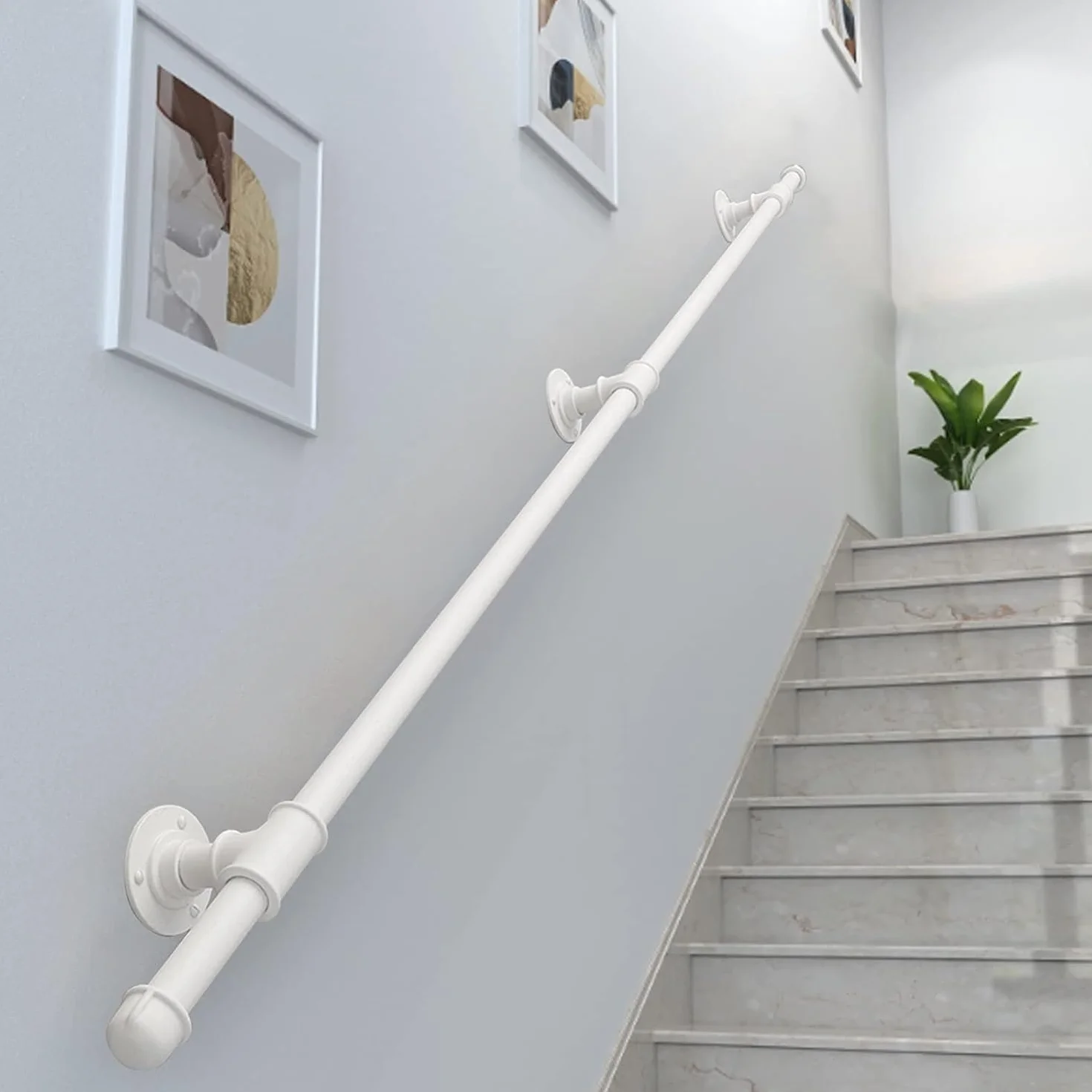 Poręcz pod podnóżek Biała poręcz schodowa wewnątrz/na zewnątrz il naścienna balustrada podpórka pod stopy bezpieczeństwa do dekoracji wnętrz(120cm)