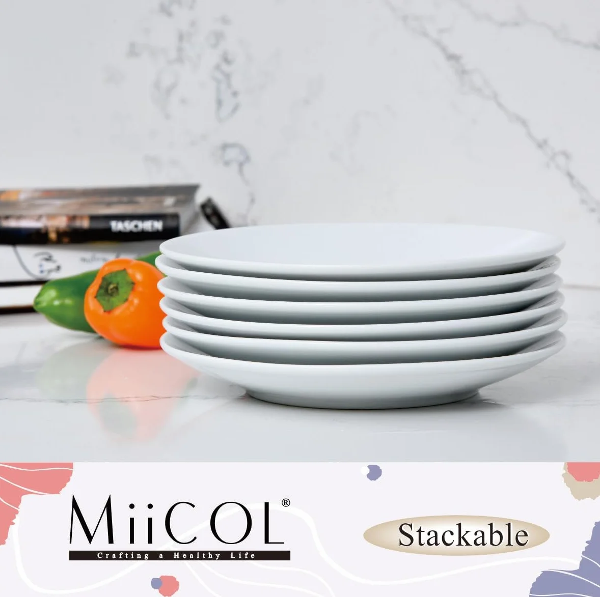 Miicol Małe talerze deserowe, zestaw 6 sztuk, ceramiczne białe talerze na przekąski 15,2 cm, mini porcelanowe talerze do serwowania ciast, chleba, sałatki, przekąsek